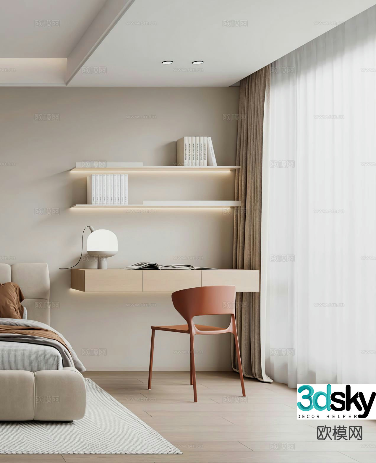 modern desk writing desk 3d model