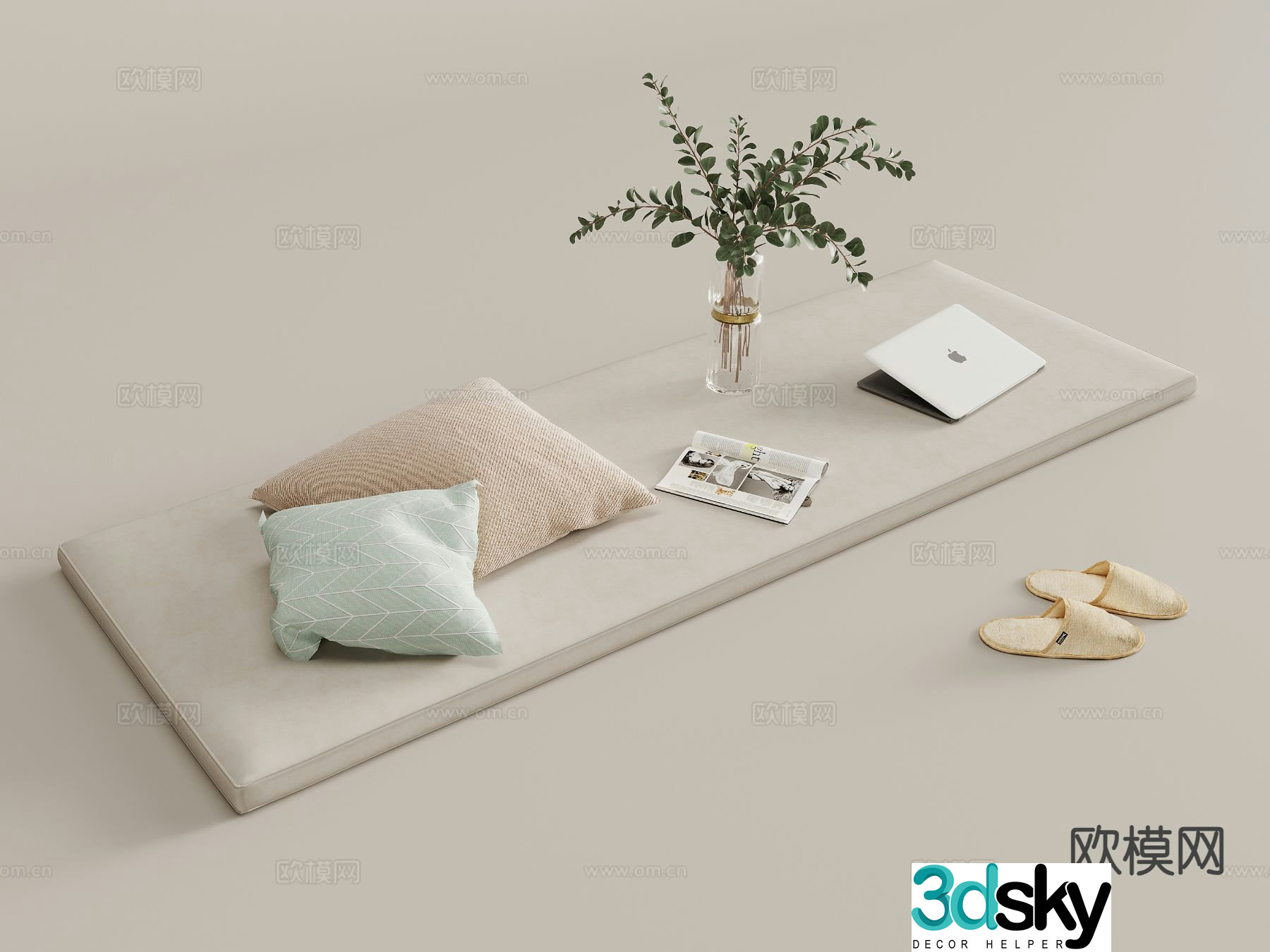 Bay window cushion sofa cushion 3d model