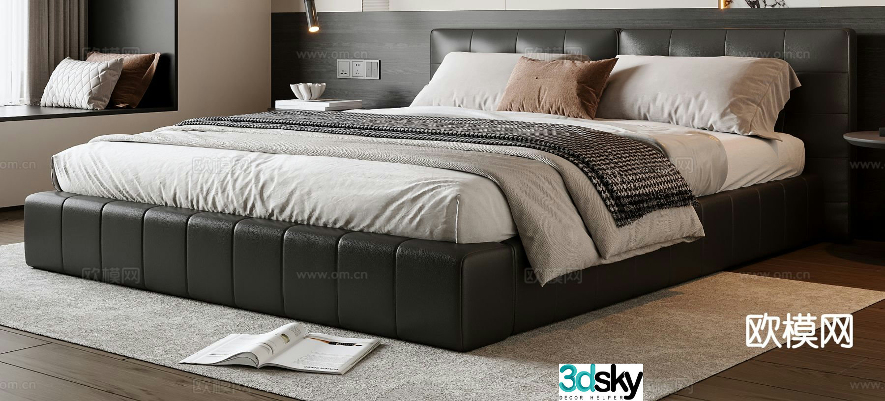 Italian double bed 3d model