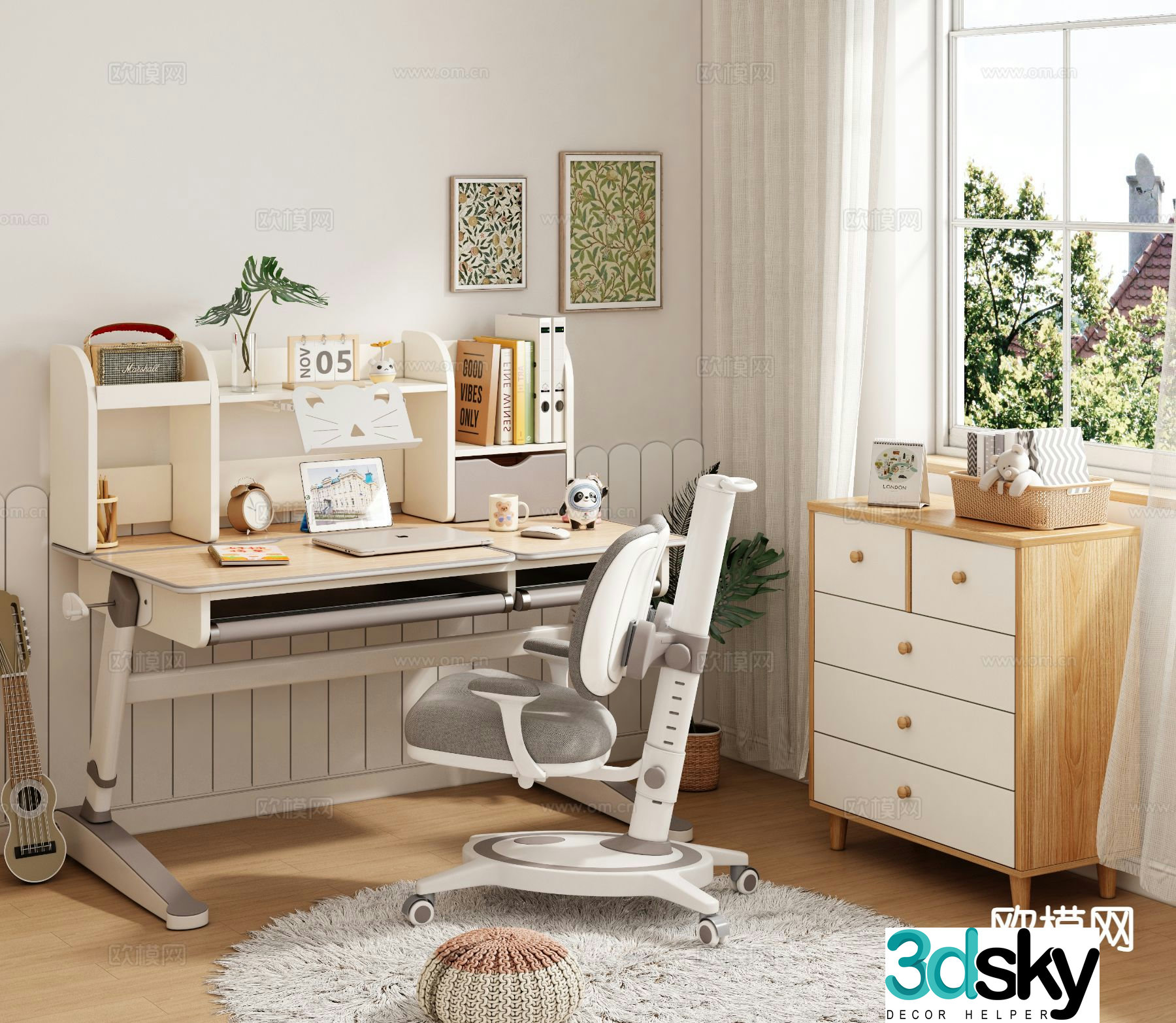 Children’s desk study table 3d model