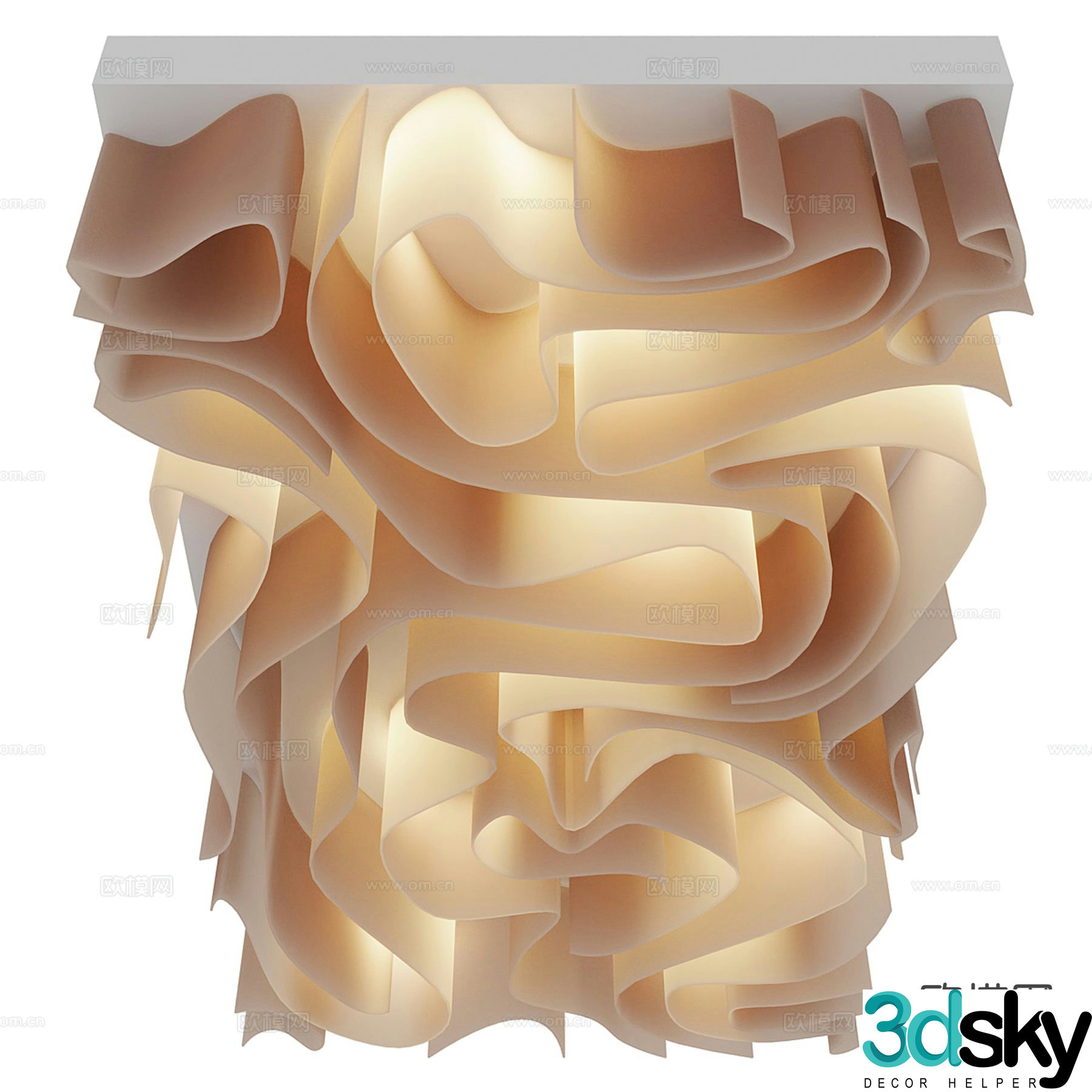 Modern paper ceiling fabric ceiling wavy ceiling 3d model