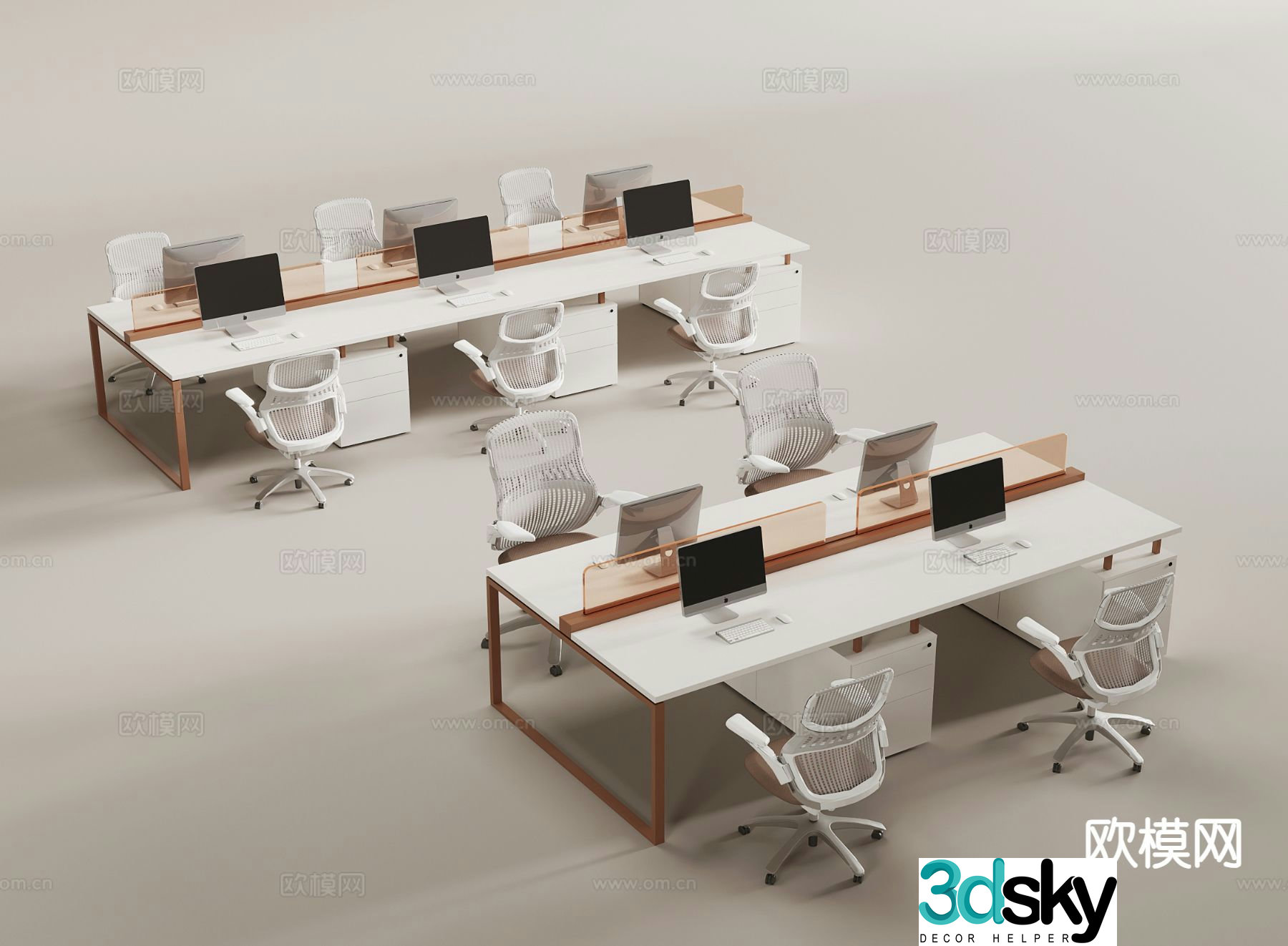 Office desk chair screen card slot 3D model