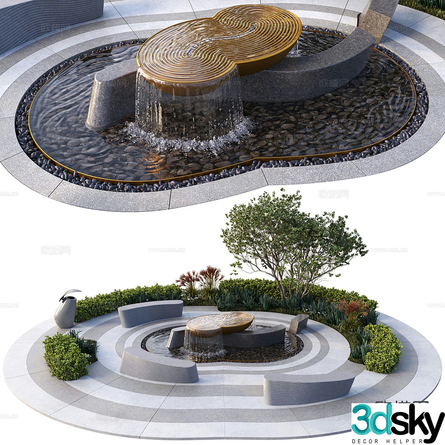 Courtyard pool courtyard landscape pool 3d model