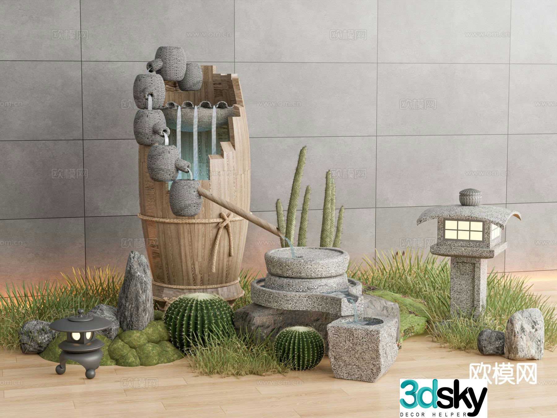 New Chinese style courtyard water feature water bowl sink 3d model