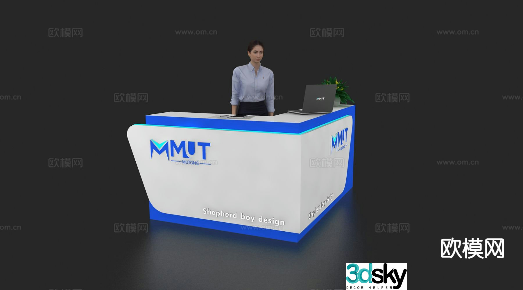 Front desk service desk reception desk 3d model