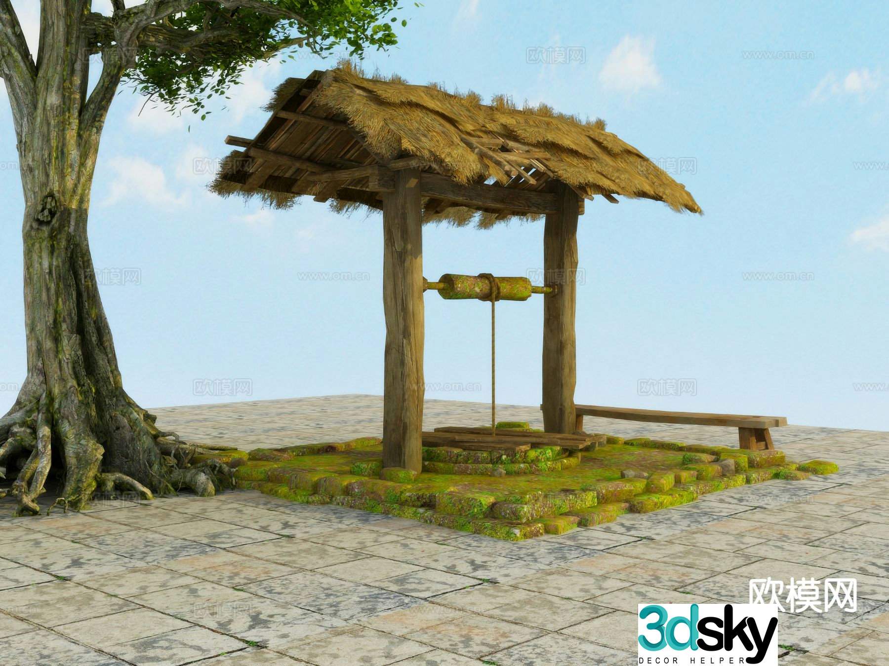 New Chinese style pavilion pavilion thatched pavilion 3D model