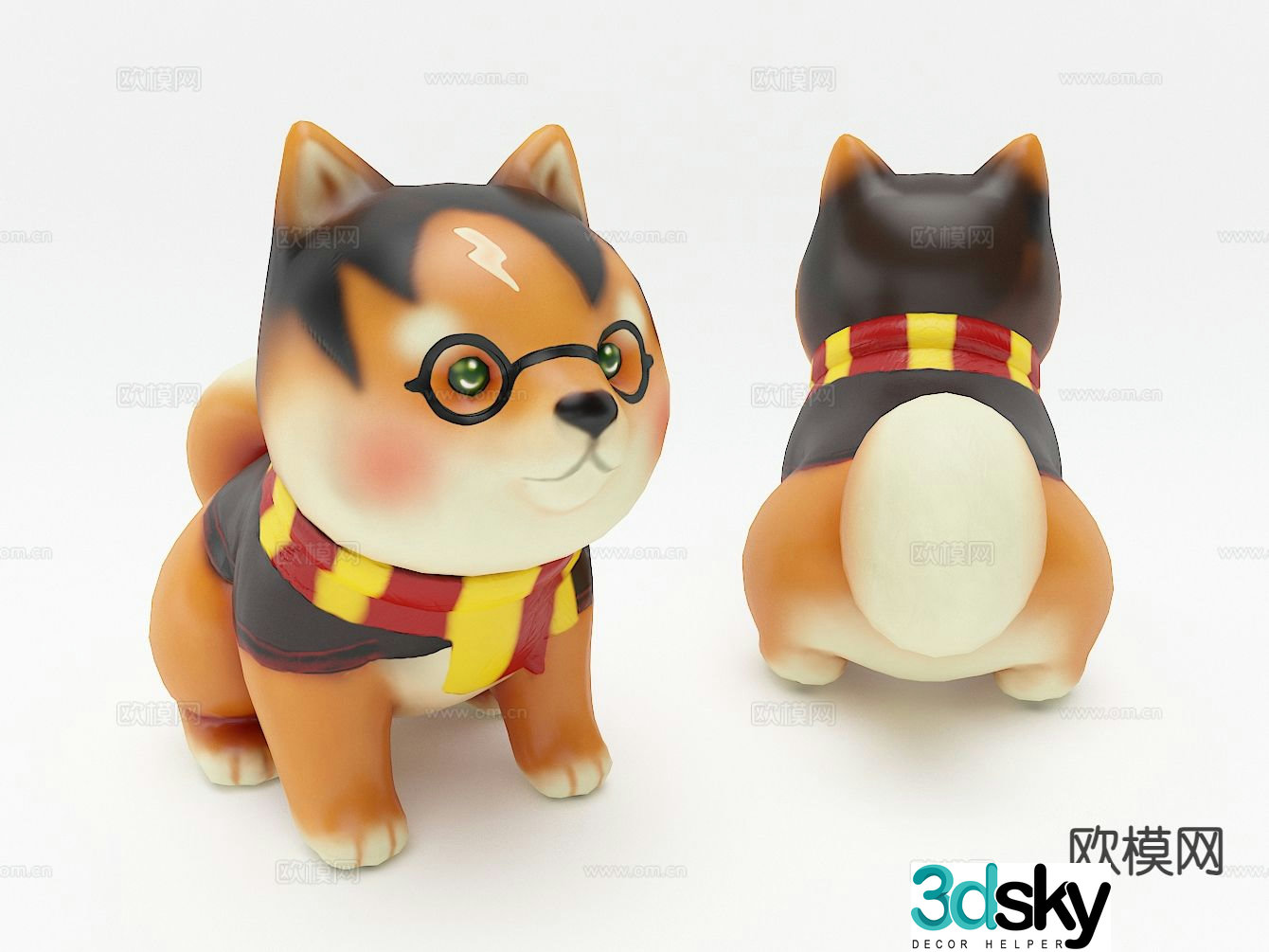 Puppy toys cartoon sculptures hand-made ornaments 3d model
