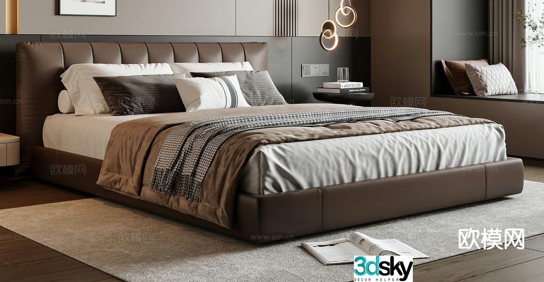 Italian double bed 3d model