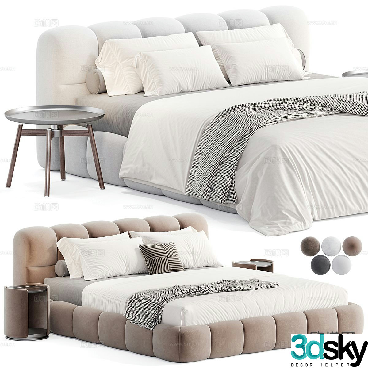 Italian double bed 3d model