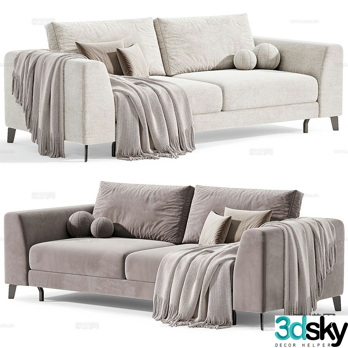 Italian double sofa 3d model