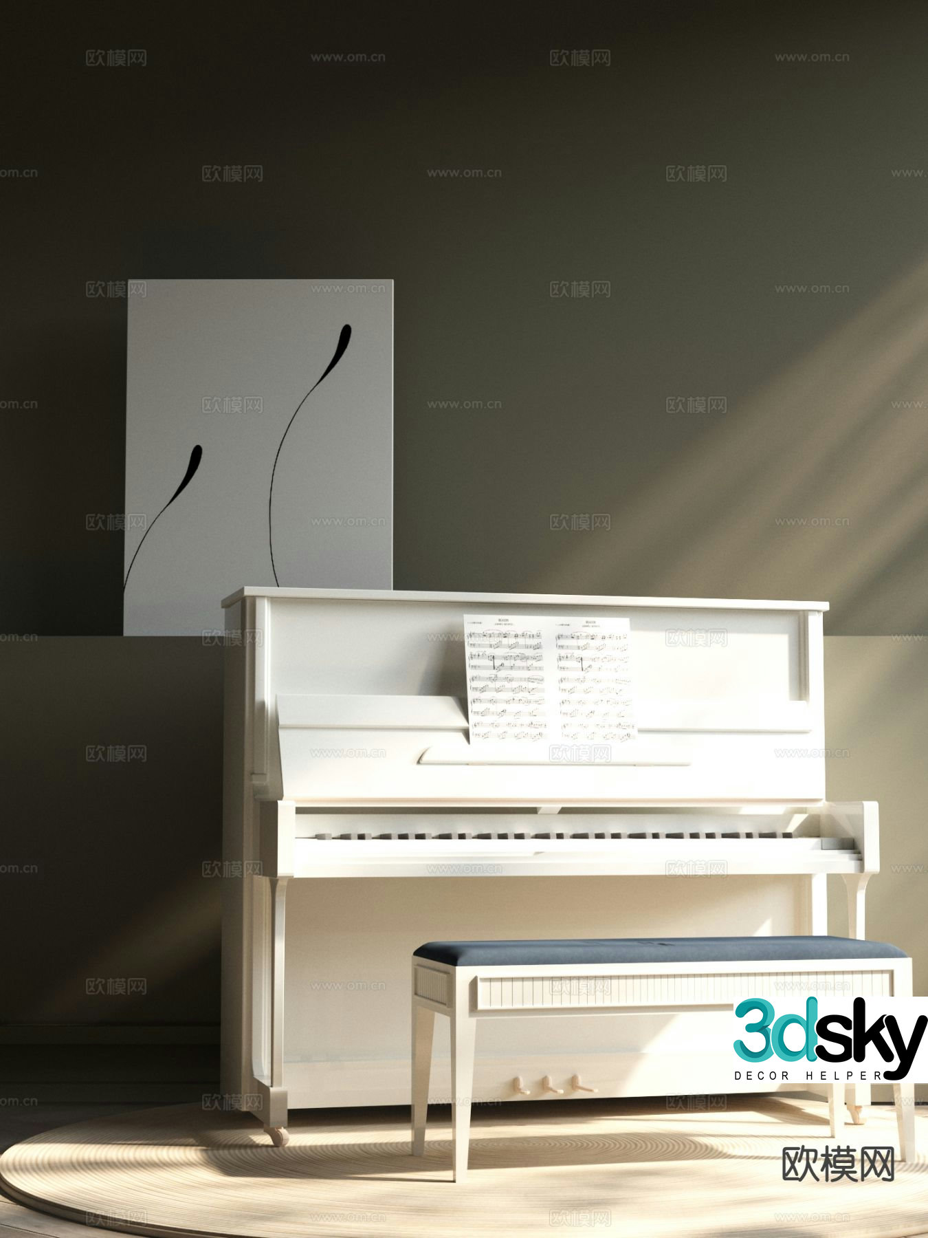 upright piano 3d model