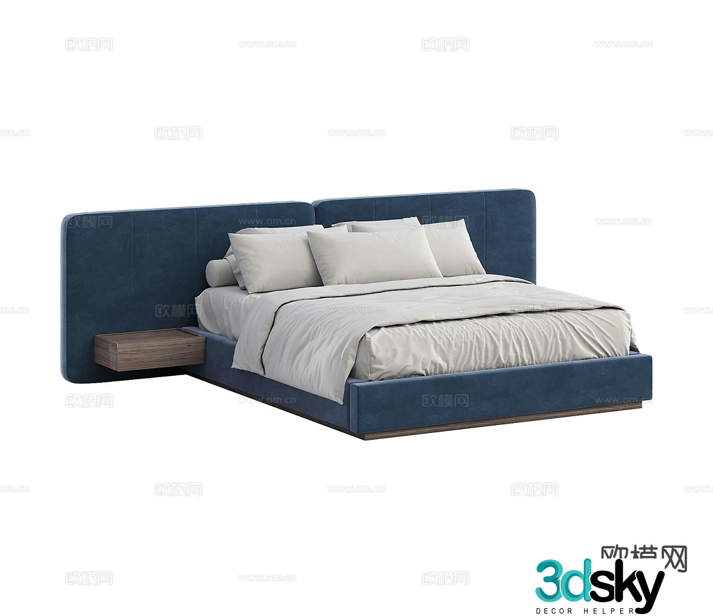 Modern fabric bed double bed 3d model