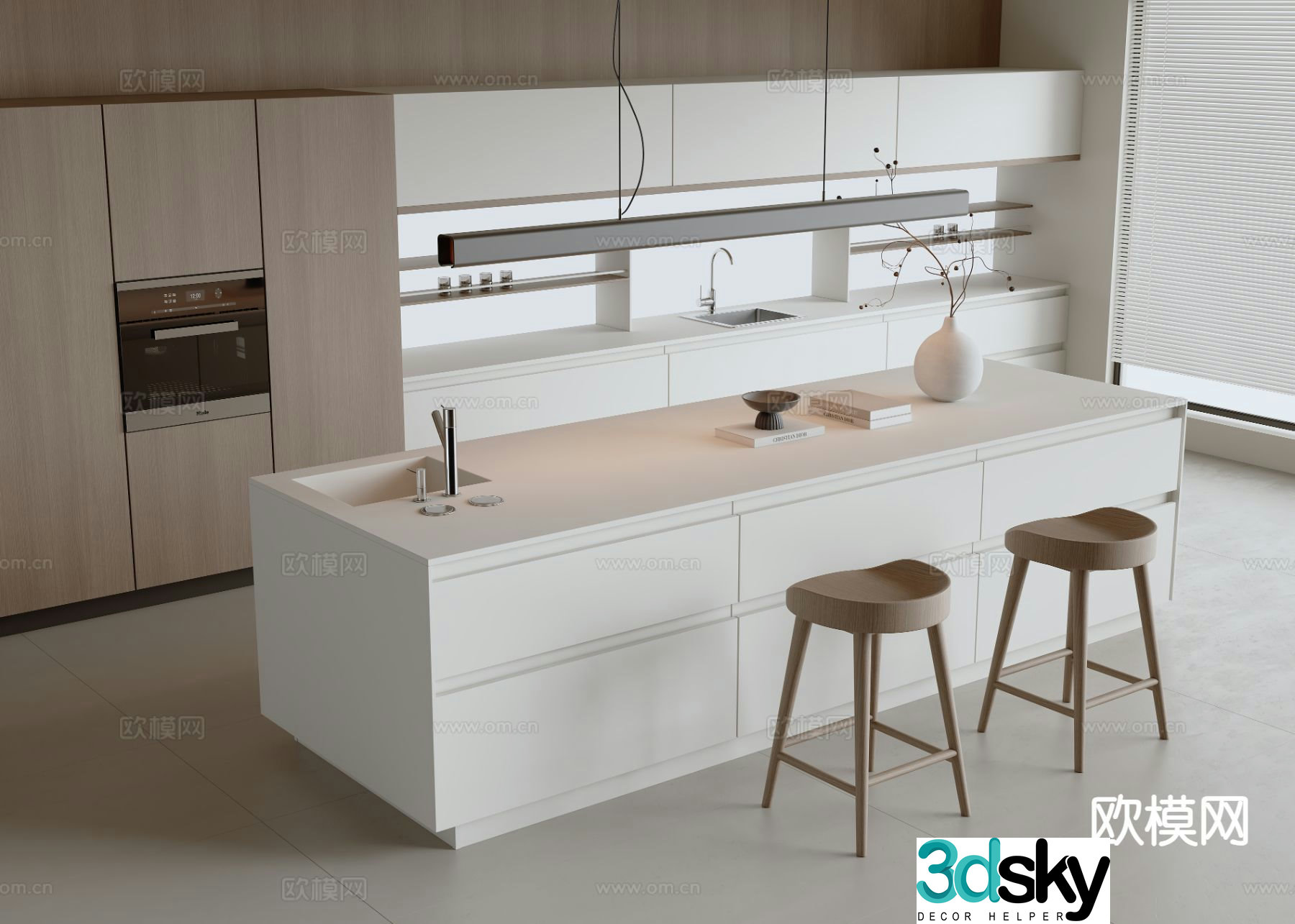 Modern island counter 3D model