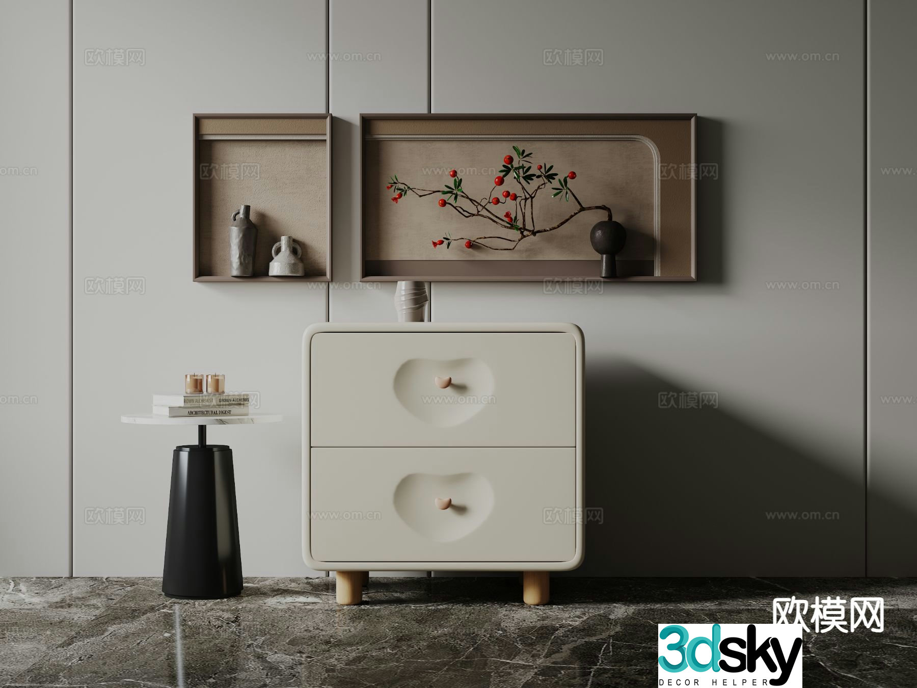 Modern bedside table 3d model