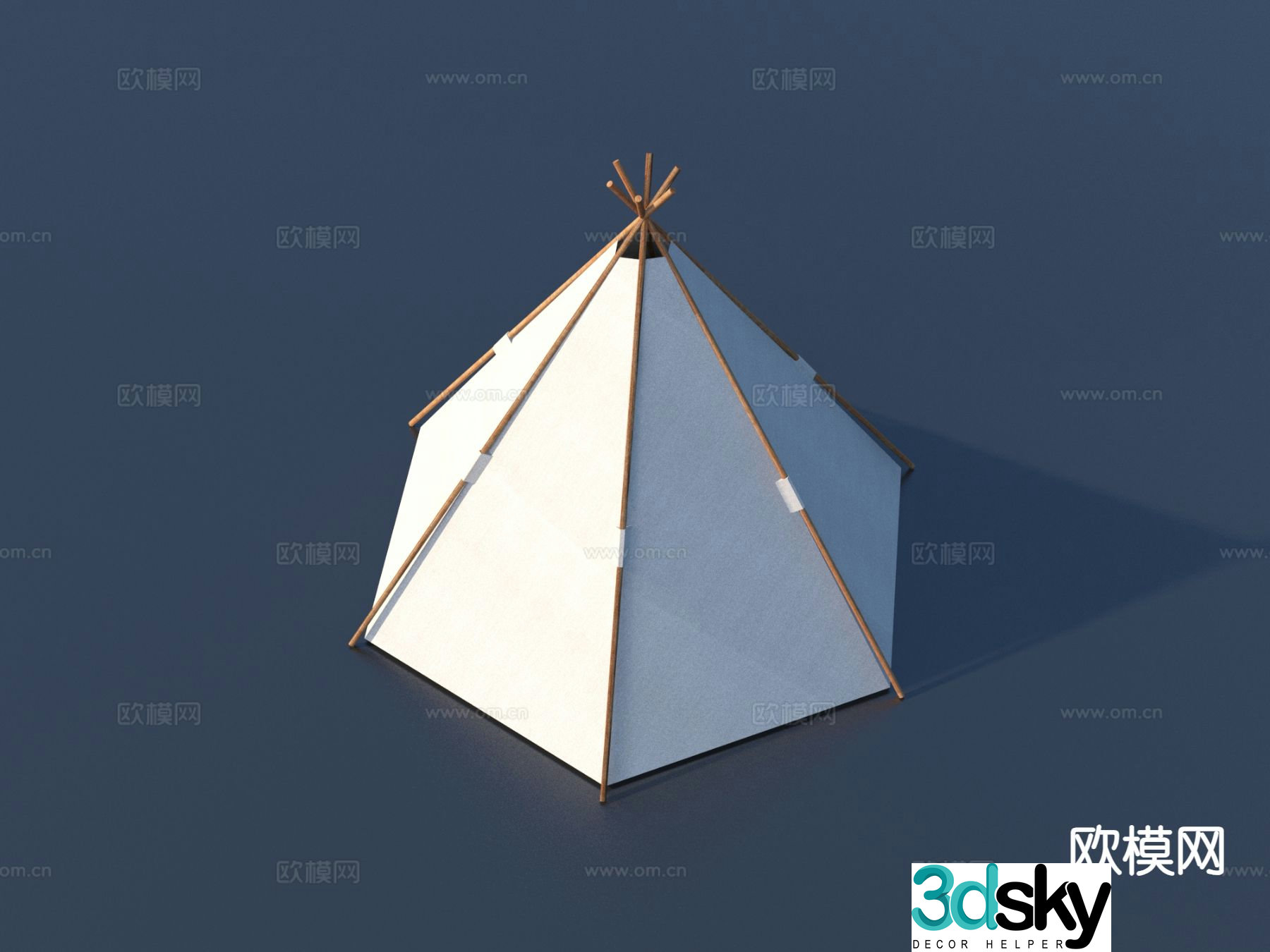 wooden tent camping tent 3d model