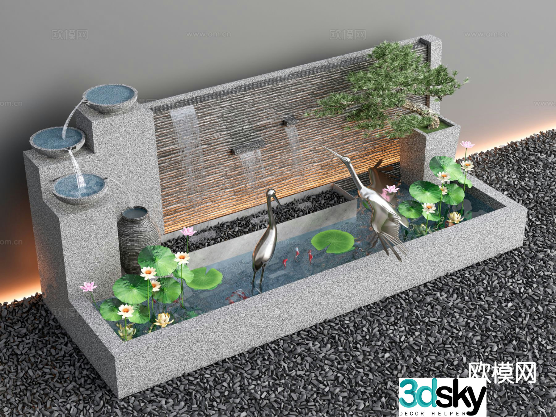 New Chinese style courtyard sketch 3D model