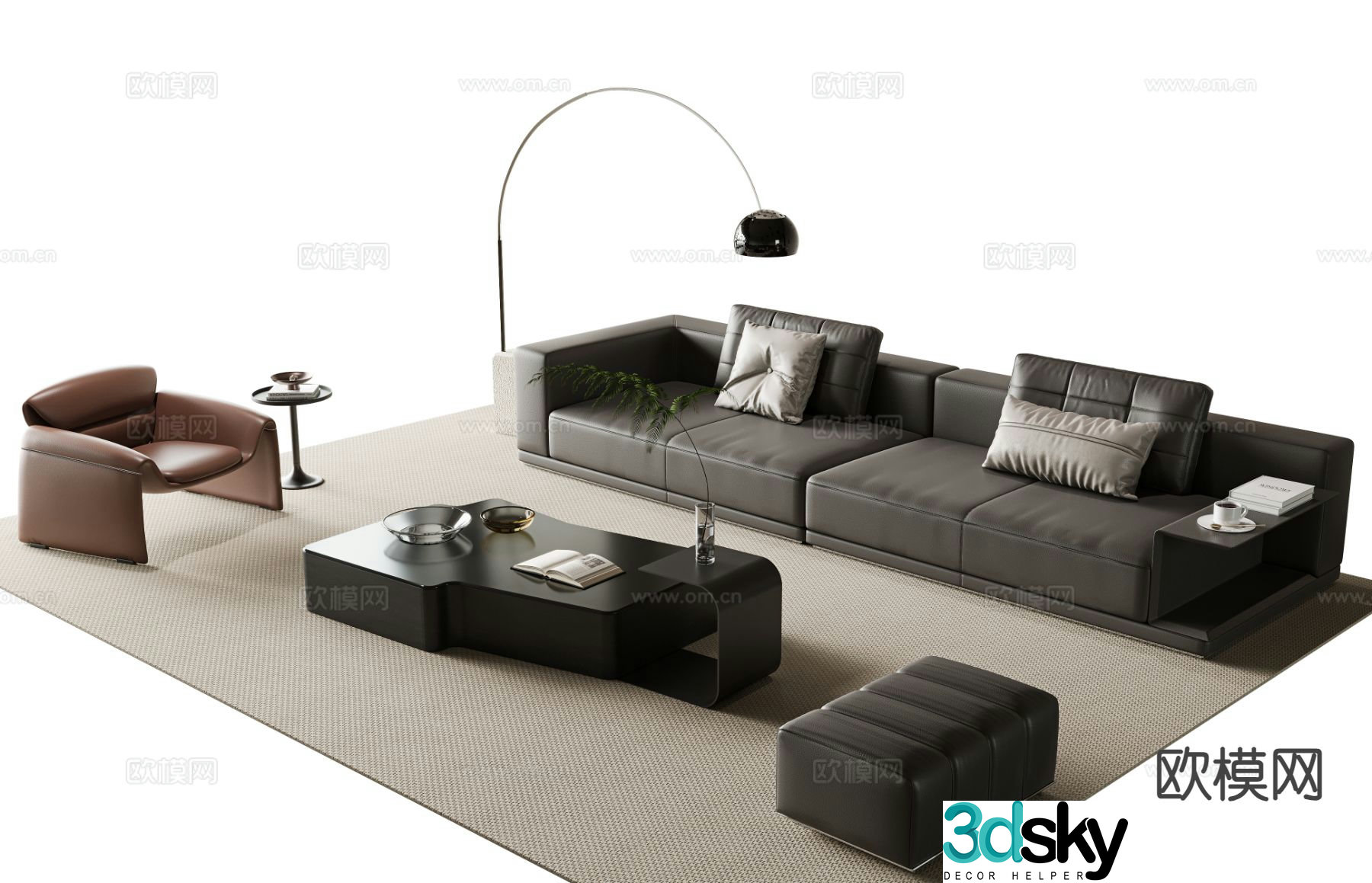 Minott Italian sectional sofa 3d model