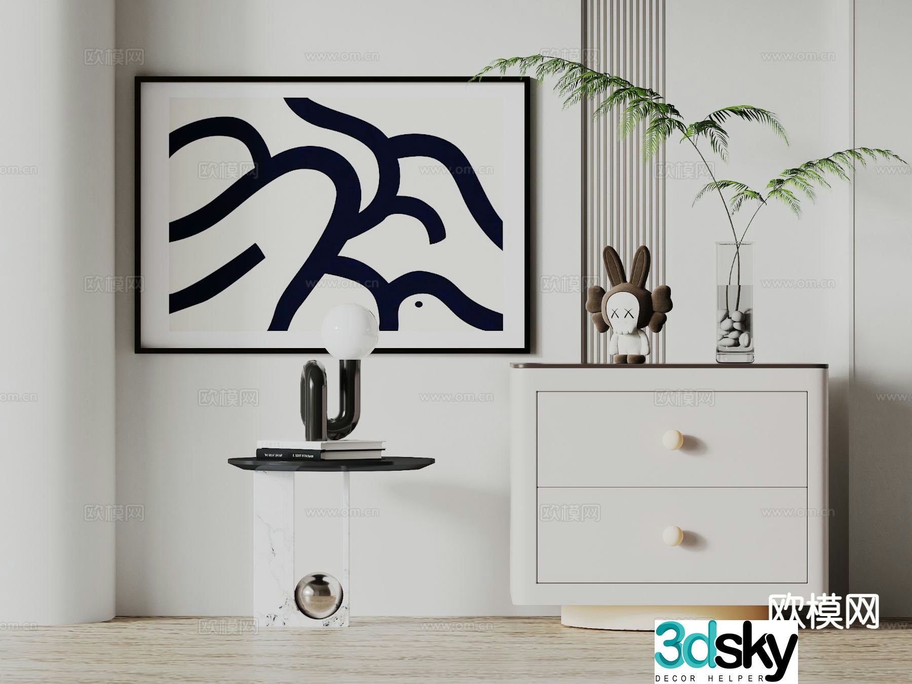 Modern bedside table 3d model