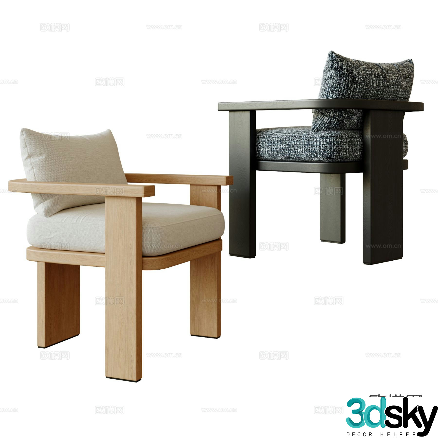 Nordic chair leisure chair 3d model