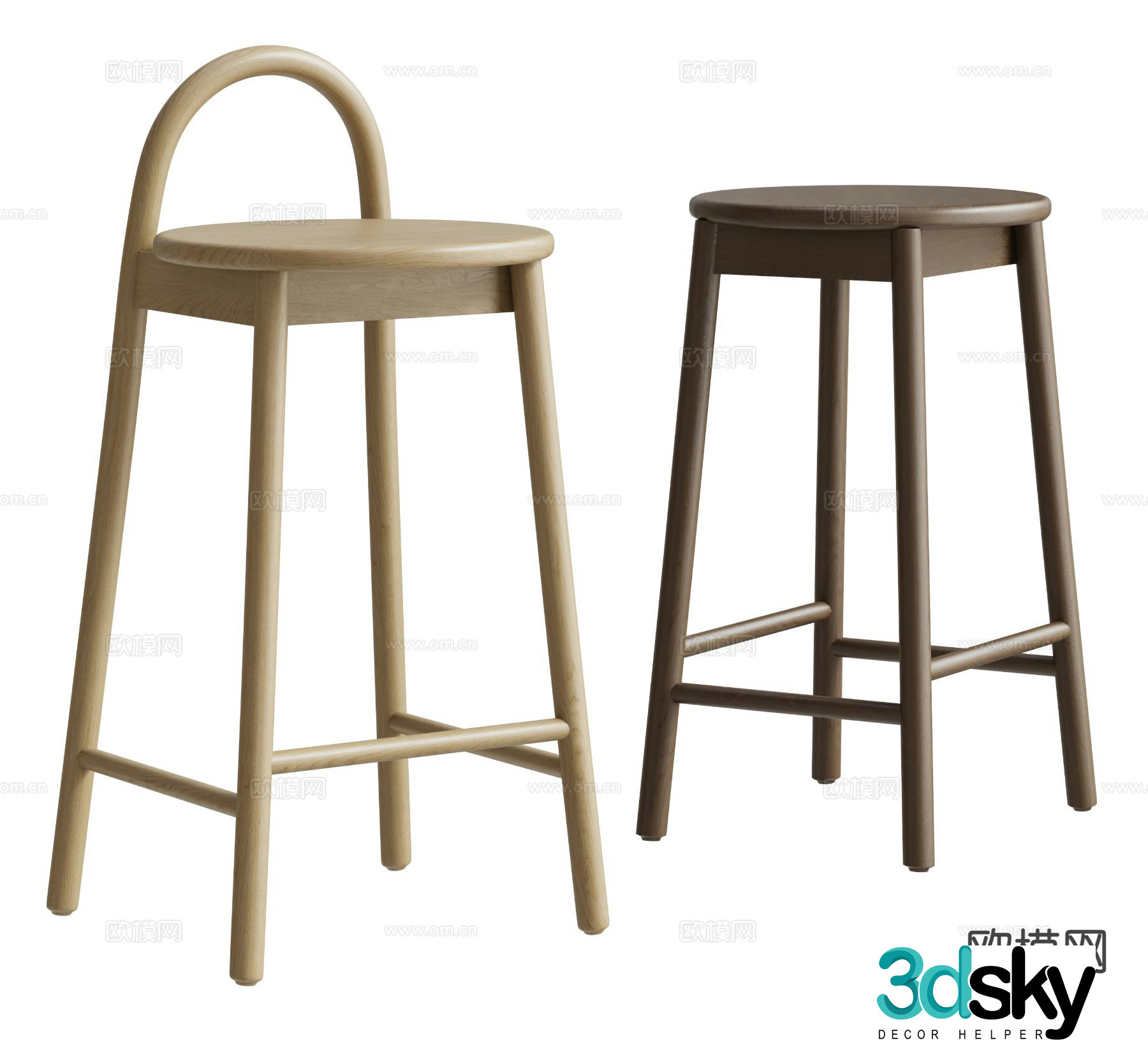 Modern bar chair high chair 3d model