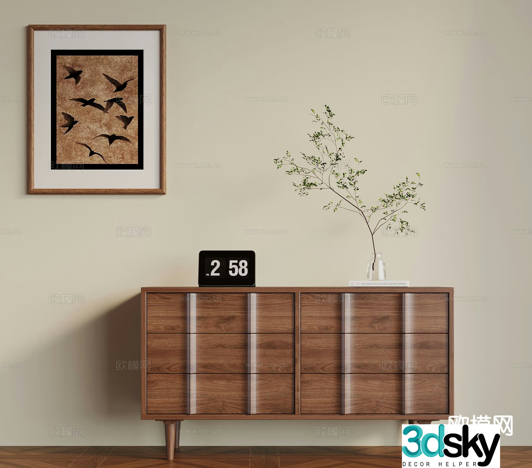 Medieval style entrance cabinet and side cabinet 3D model