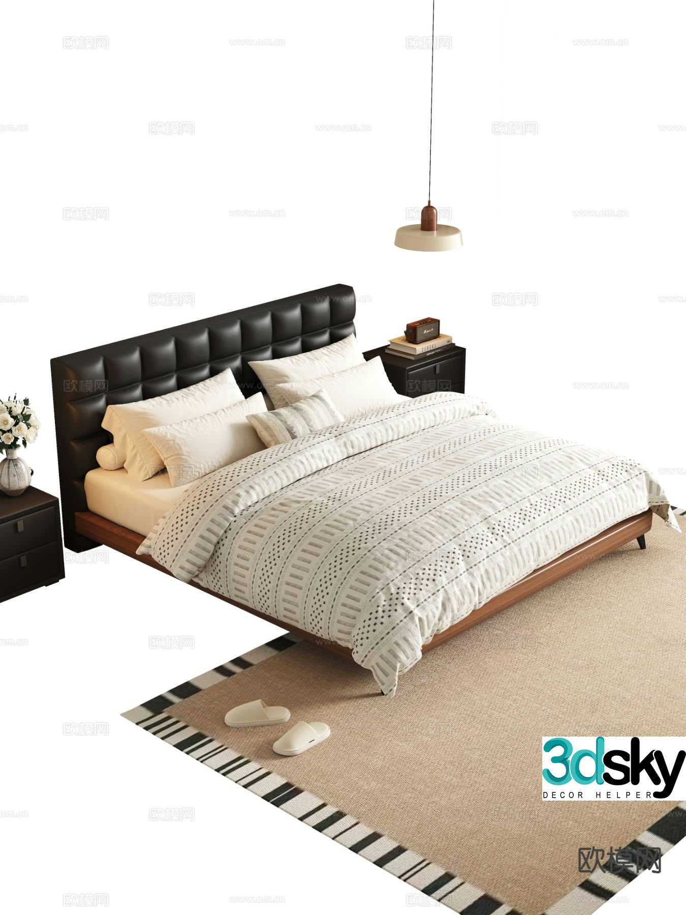 Italian double bed 3d model