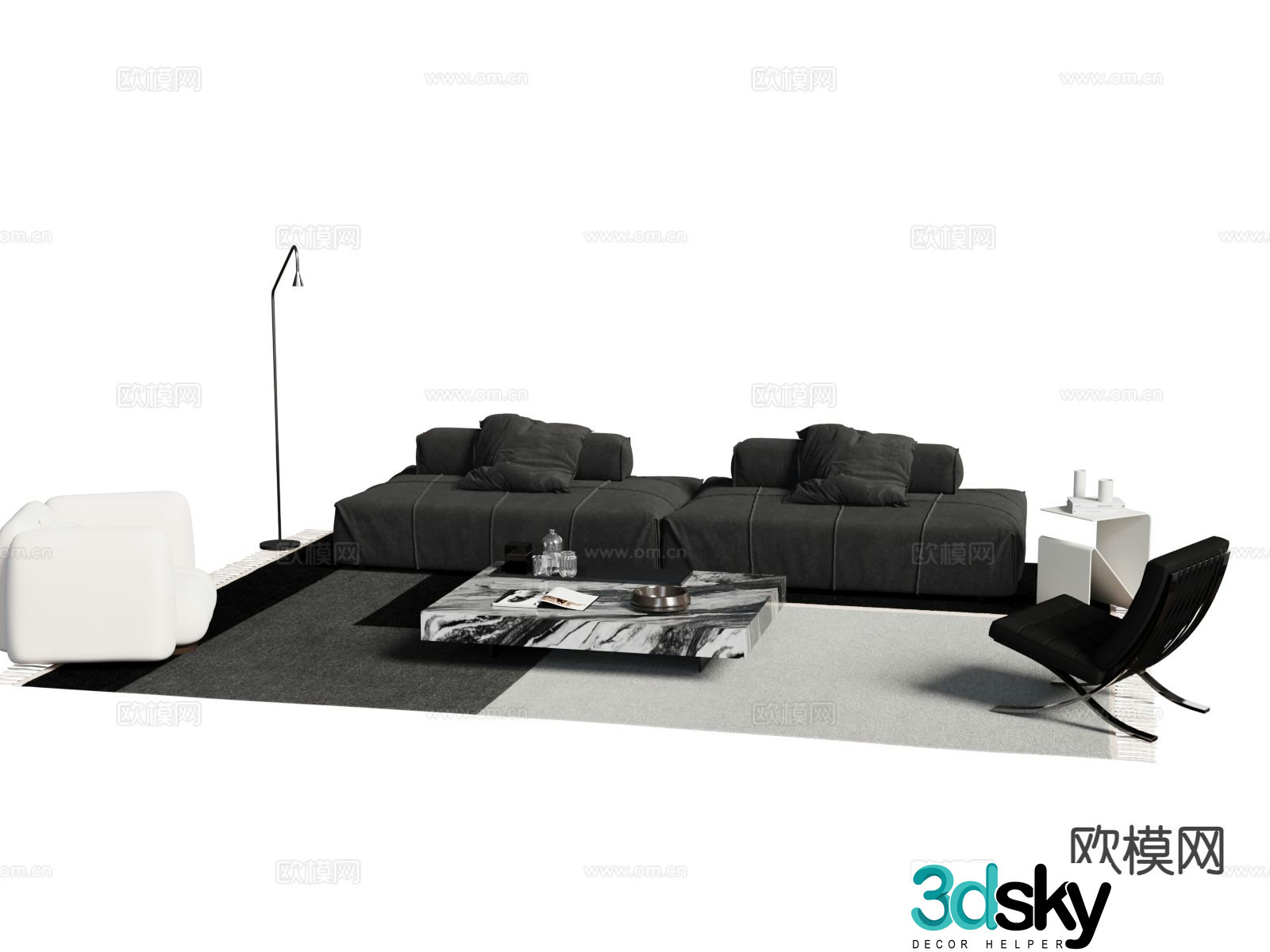 Modern sofa set 3d model