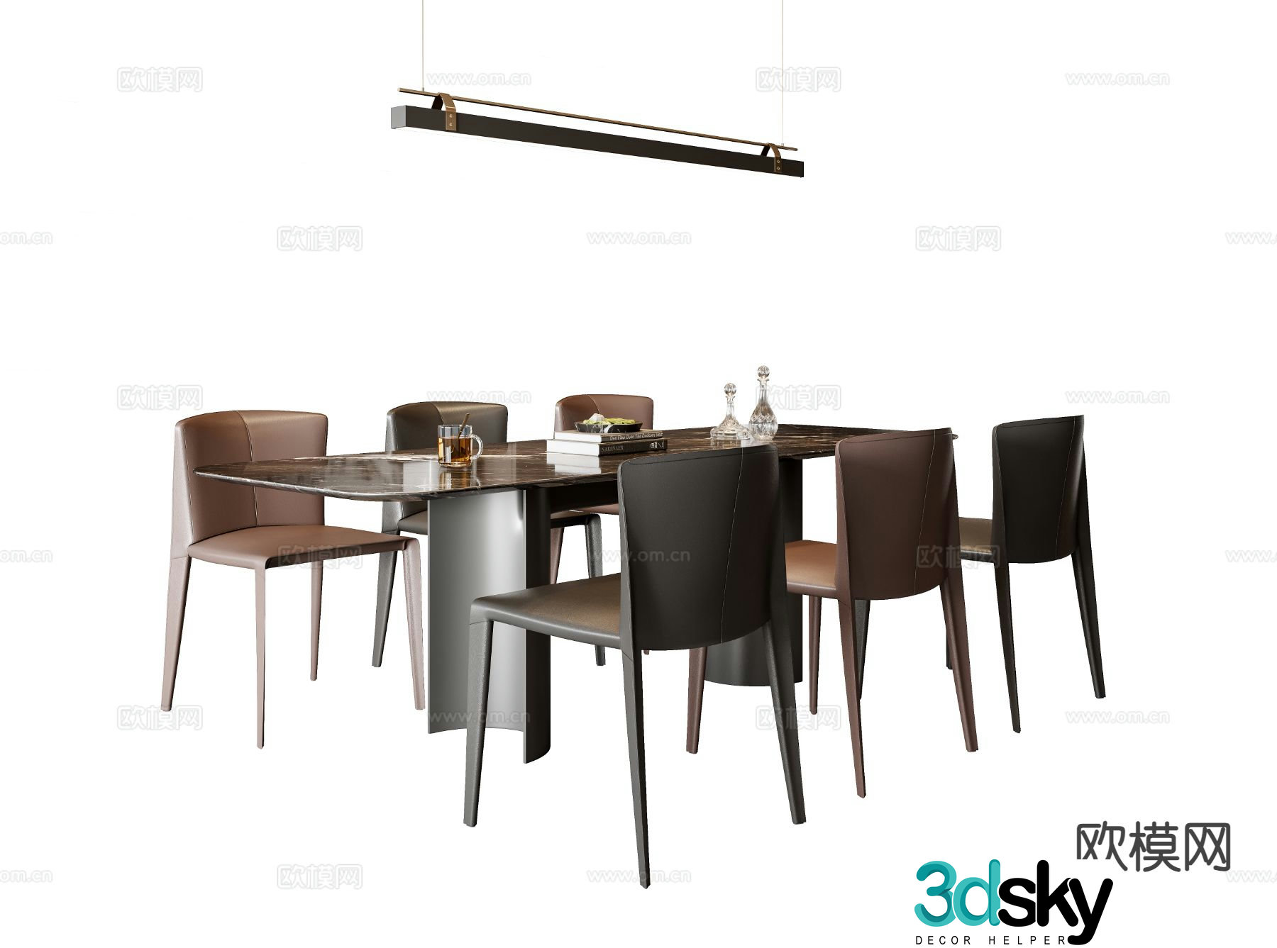 Italian dining table and chairs 3d model