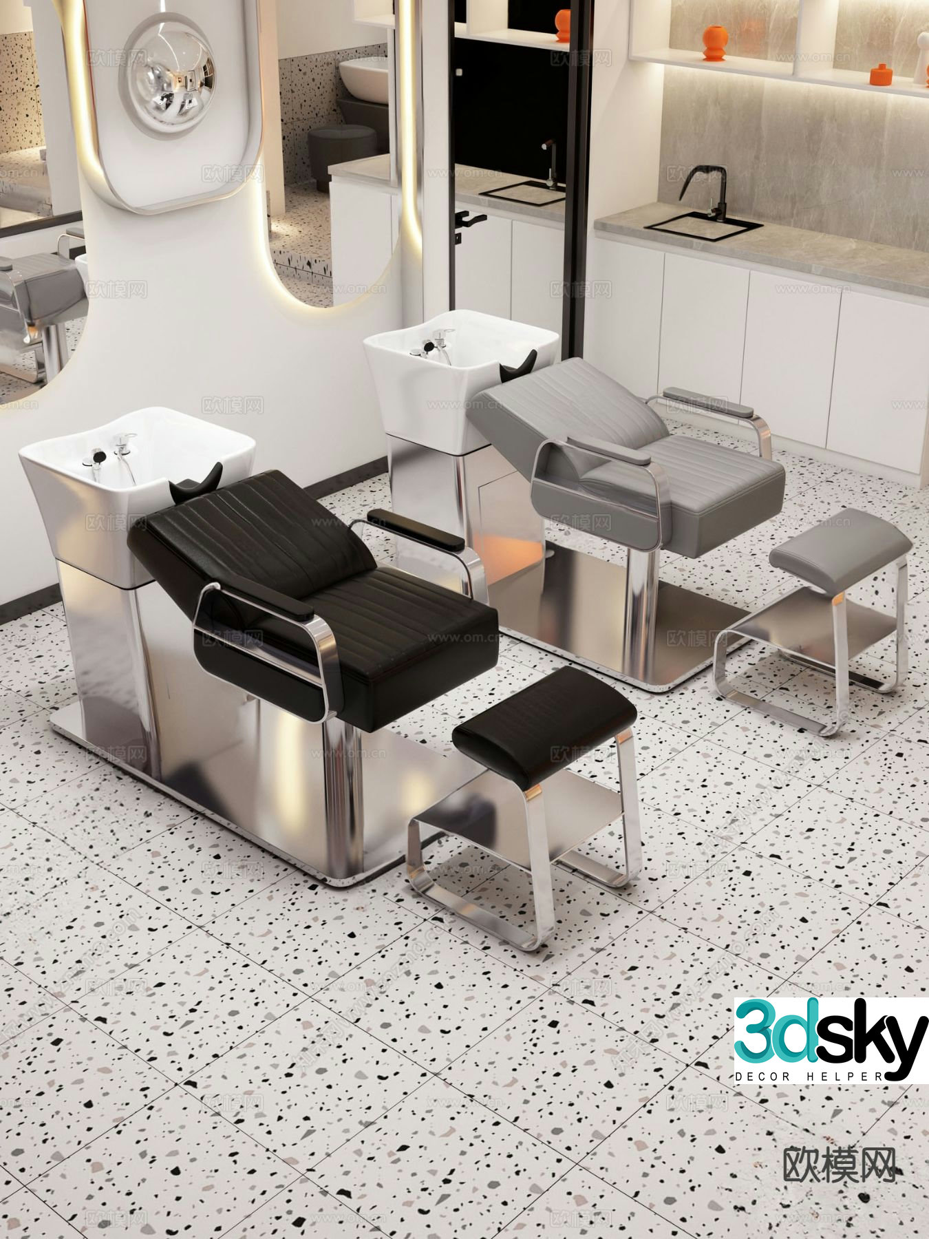 Hairdressing equipment shampoo bed 3d model