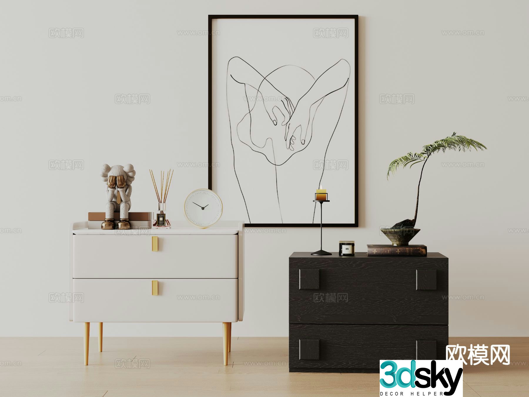 Modern bedside table 3d model