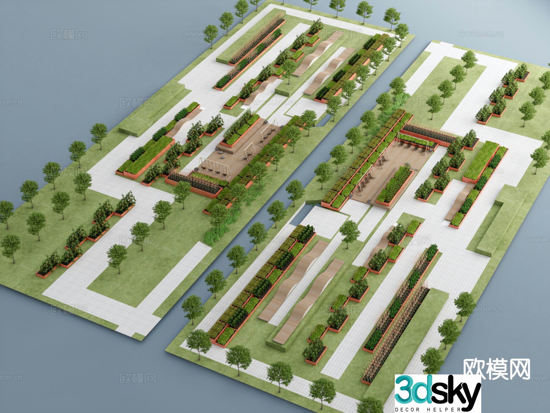 Landscape Park Linear Park 3d model