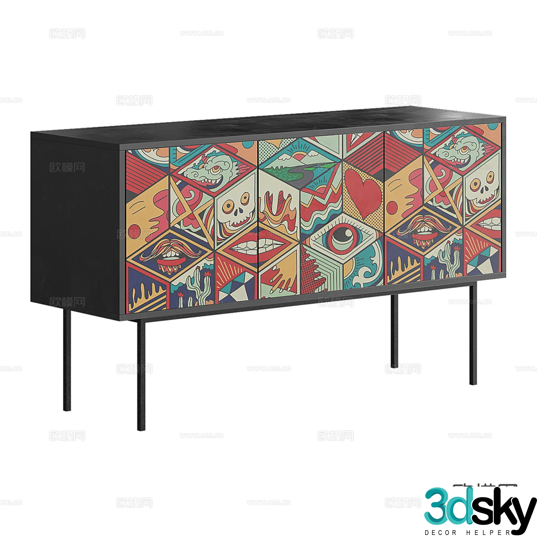 Modern porch cabinet side cabinet 3D model