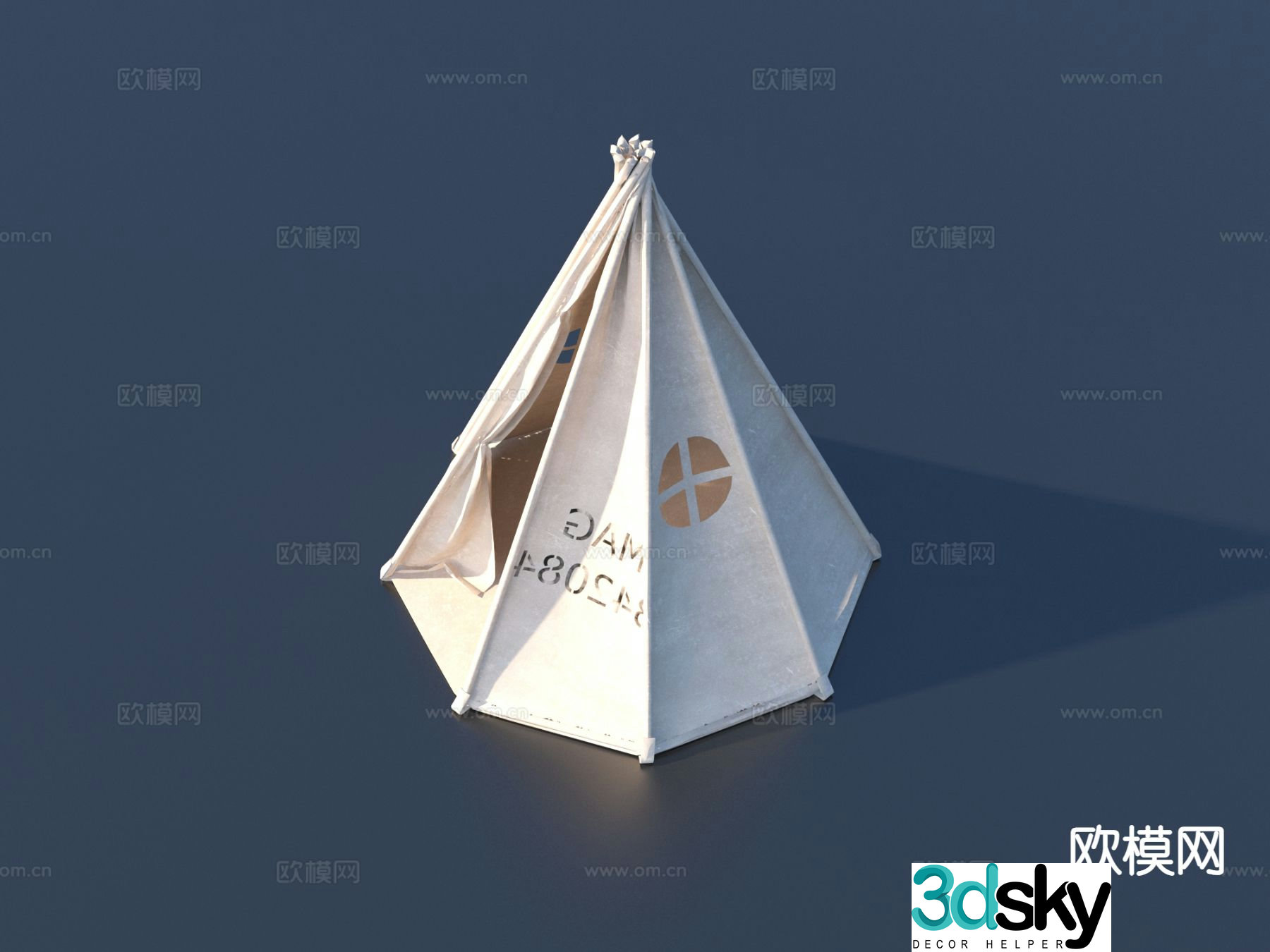 wooden tent camping tent 3d model