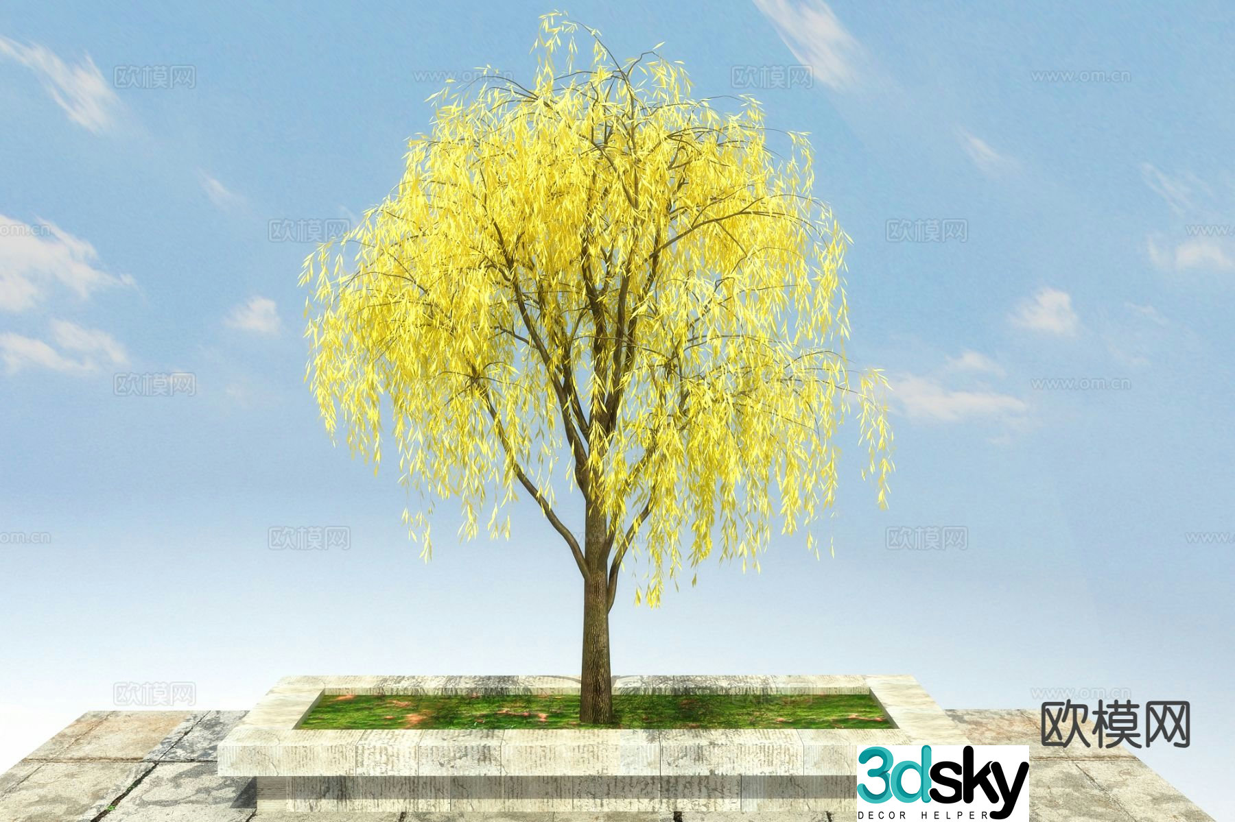 Landscape tree tree weeping willow 3d model