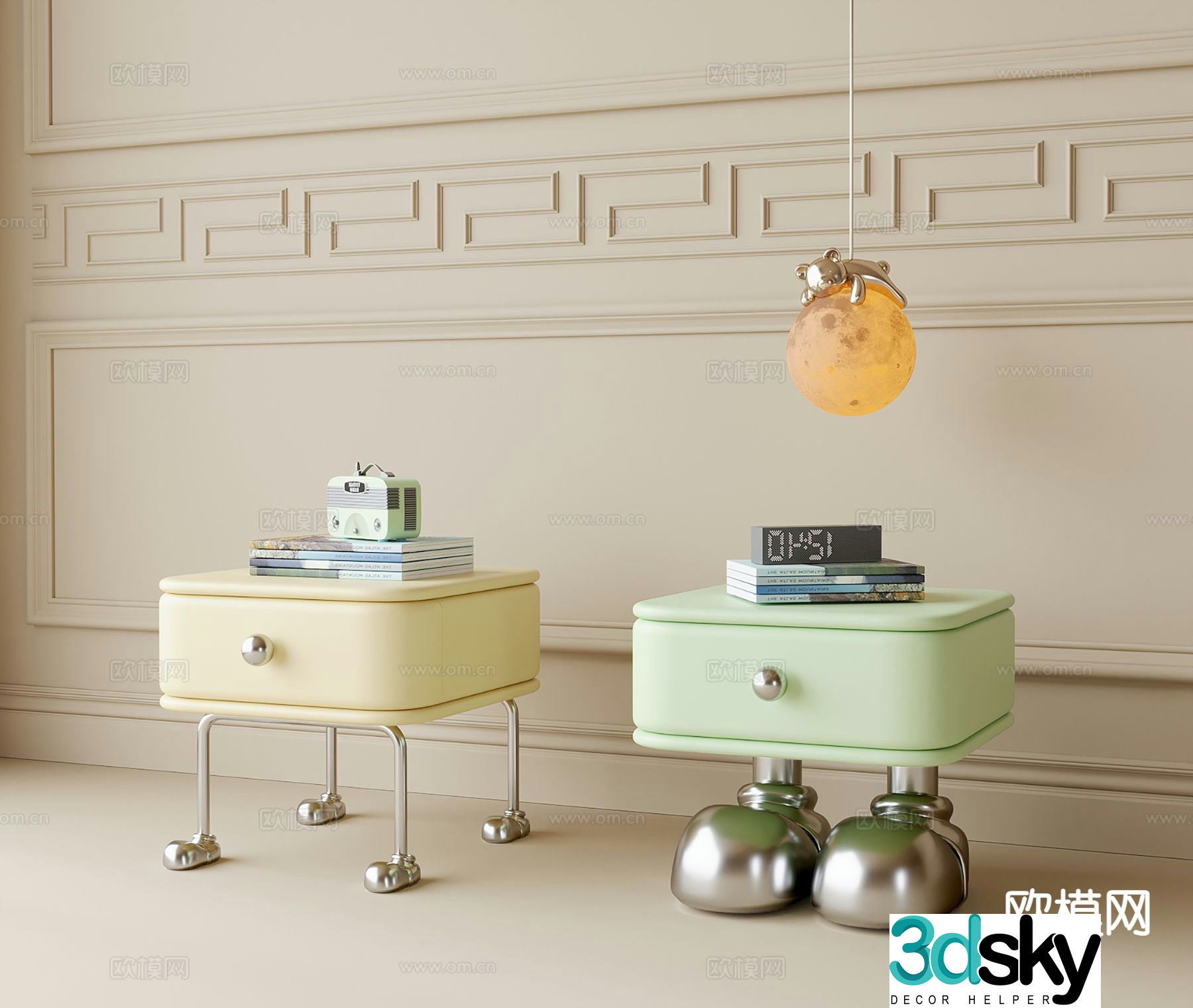Modern children’s bedside table 3d model