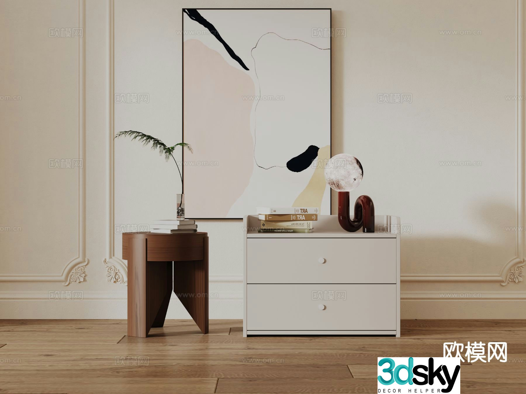 Modern bedside table 3d model
