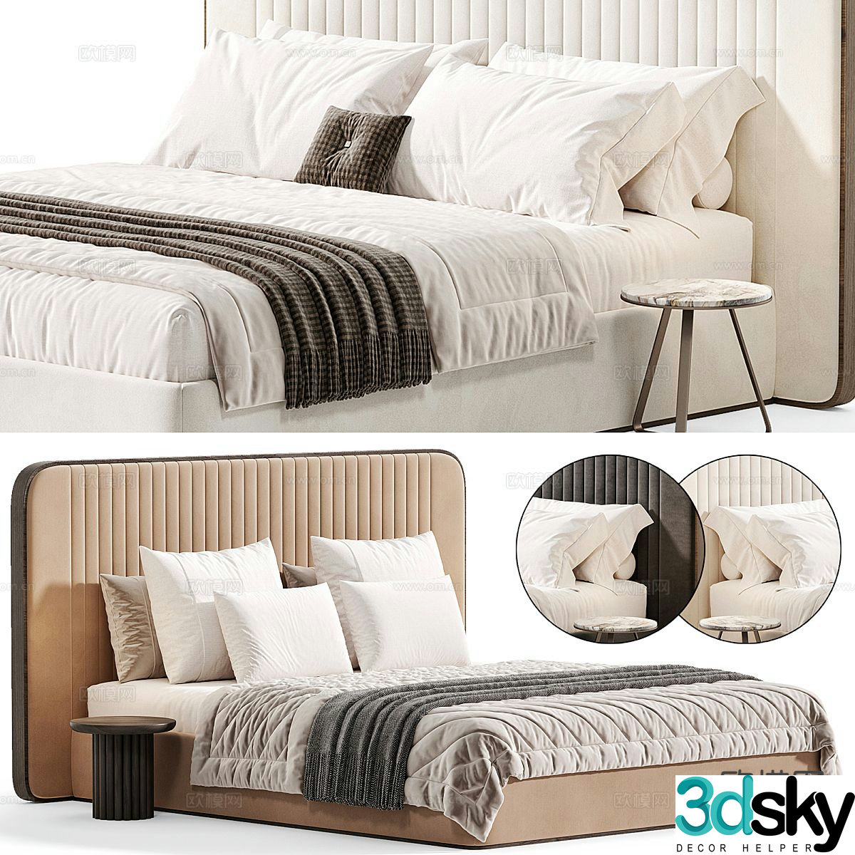 Italian double bed 3d model