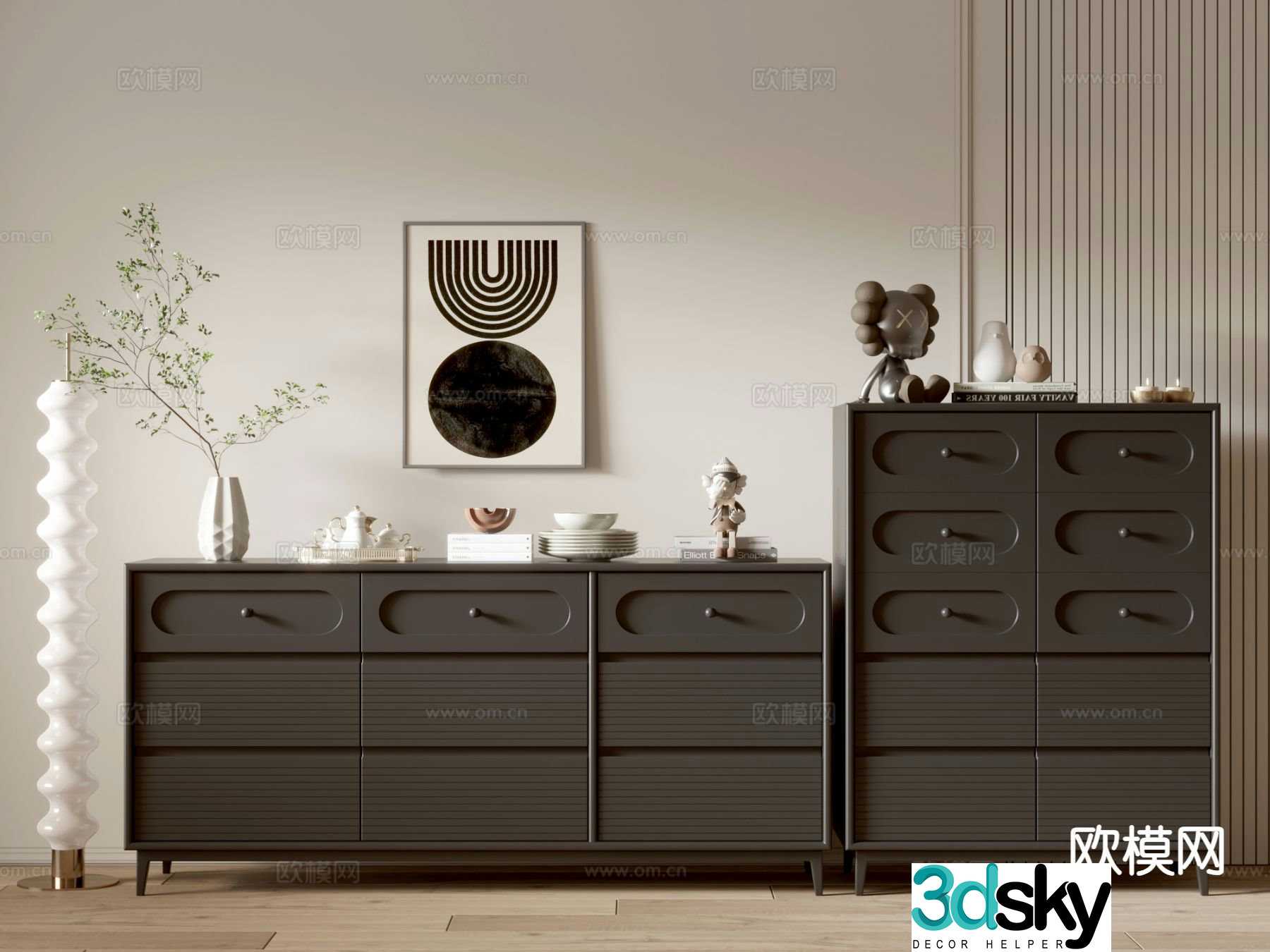 Modern side cabinet chest of drawers 3d model