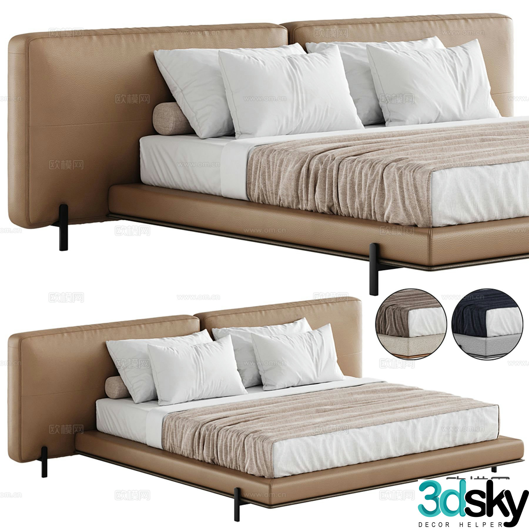 Italian double bed 3d model