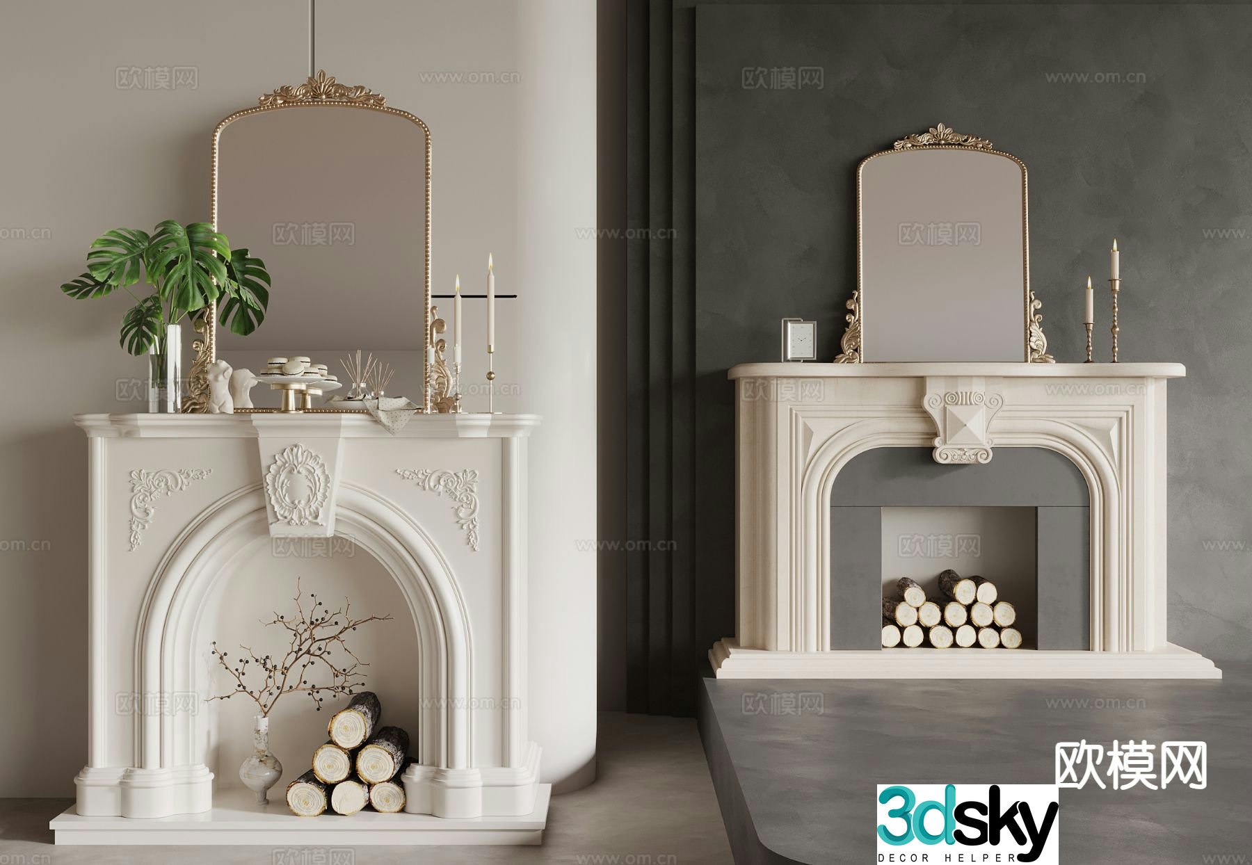 french fireplace stove 3d model