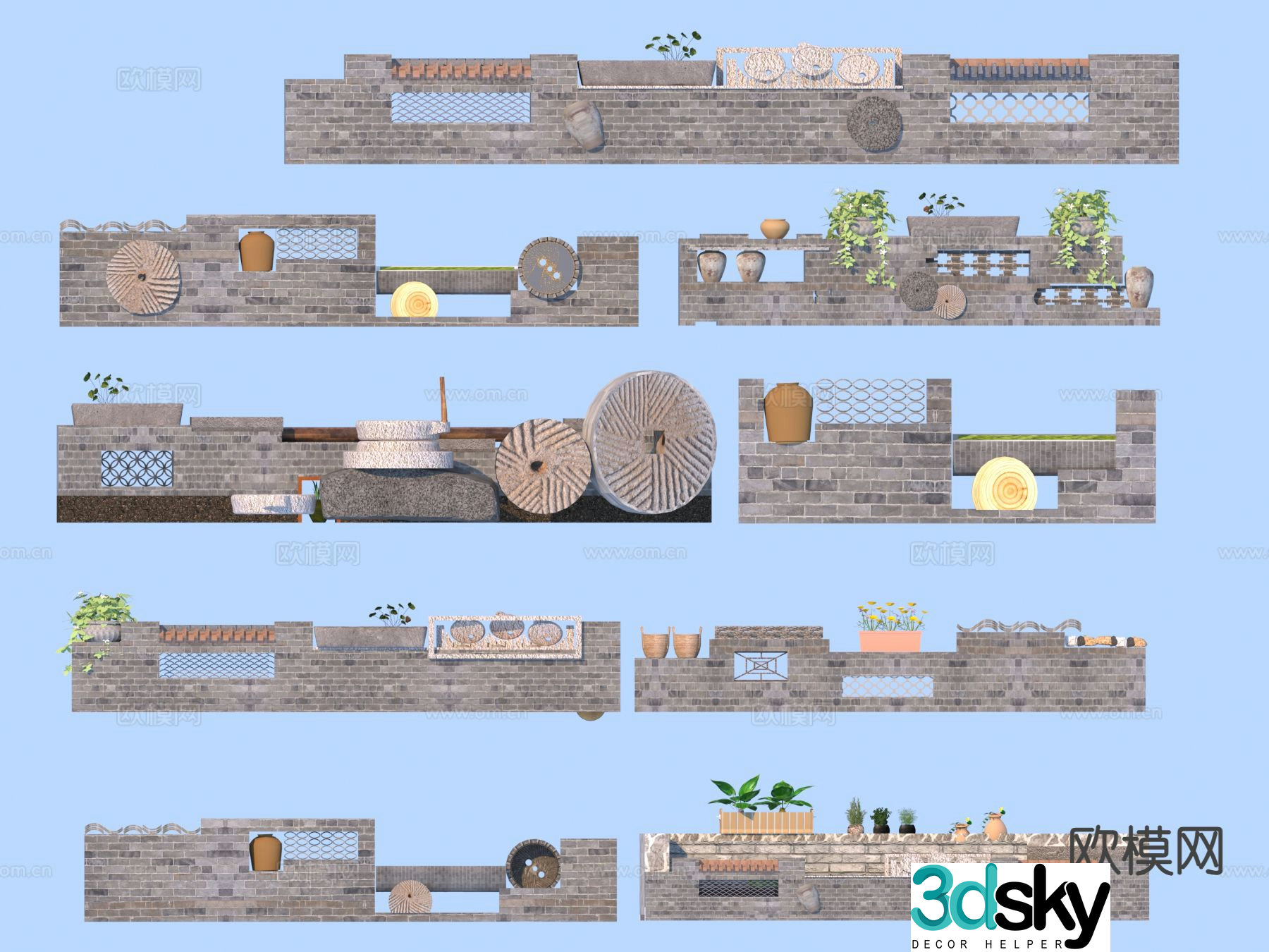 Rural landscape wall folk landscape wall 3D model