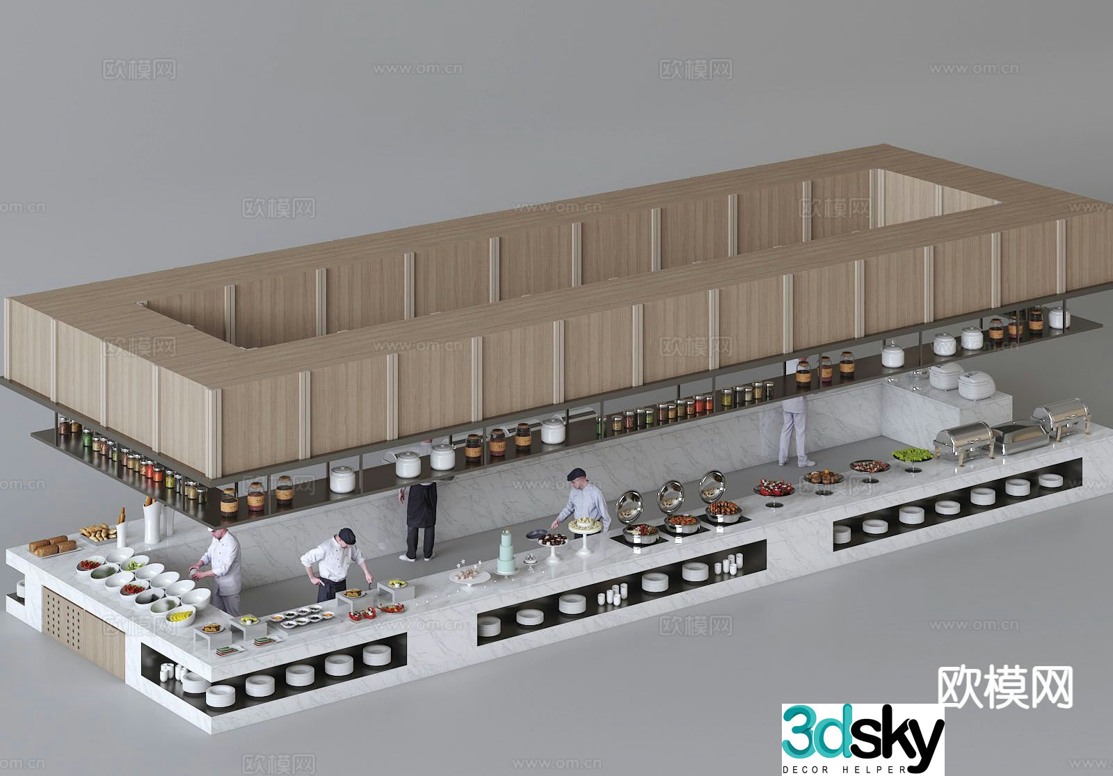 Modern buffet table preparation table 3D model