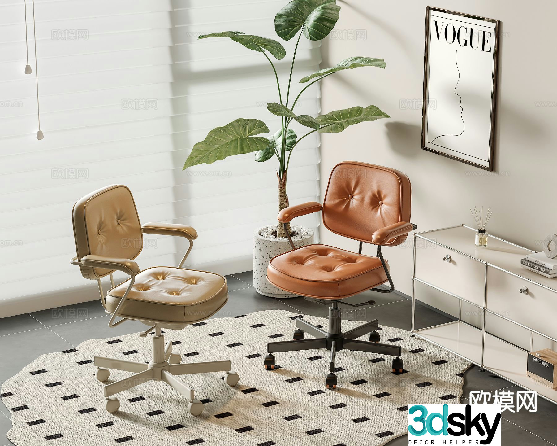 Modern leather office chair 3d model