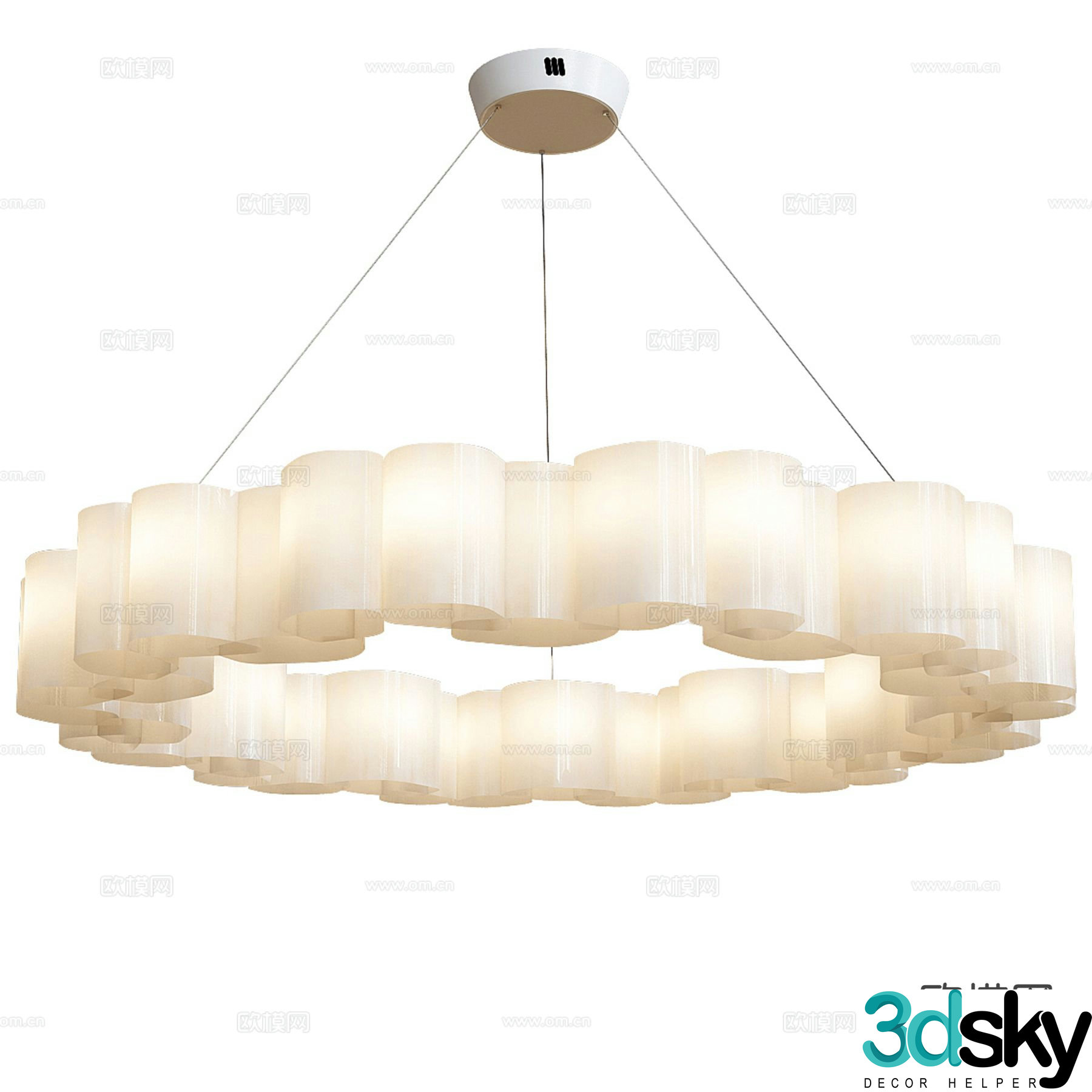 Cream style chandelier hall chandelier 3d model