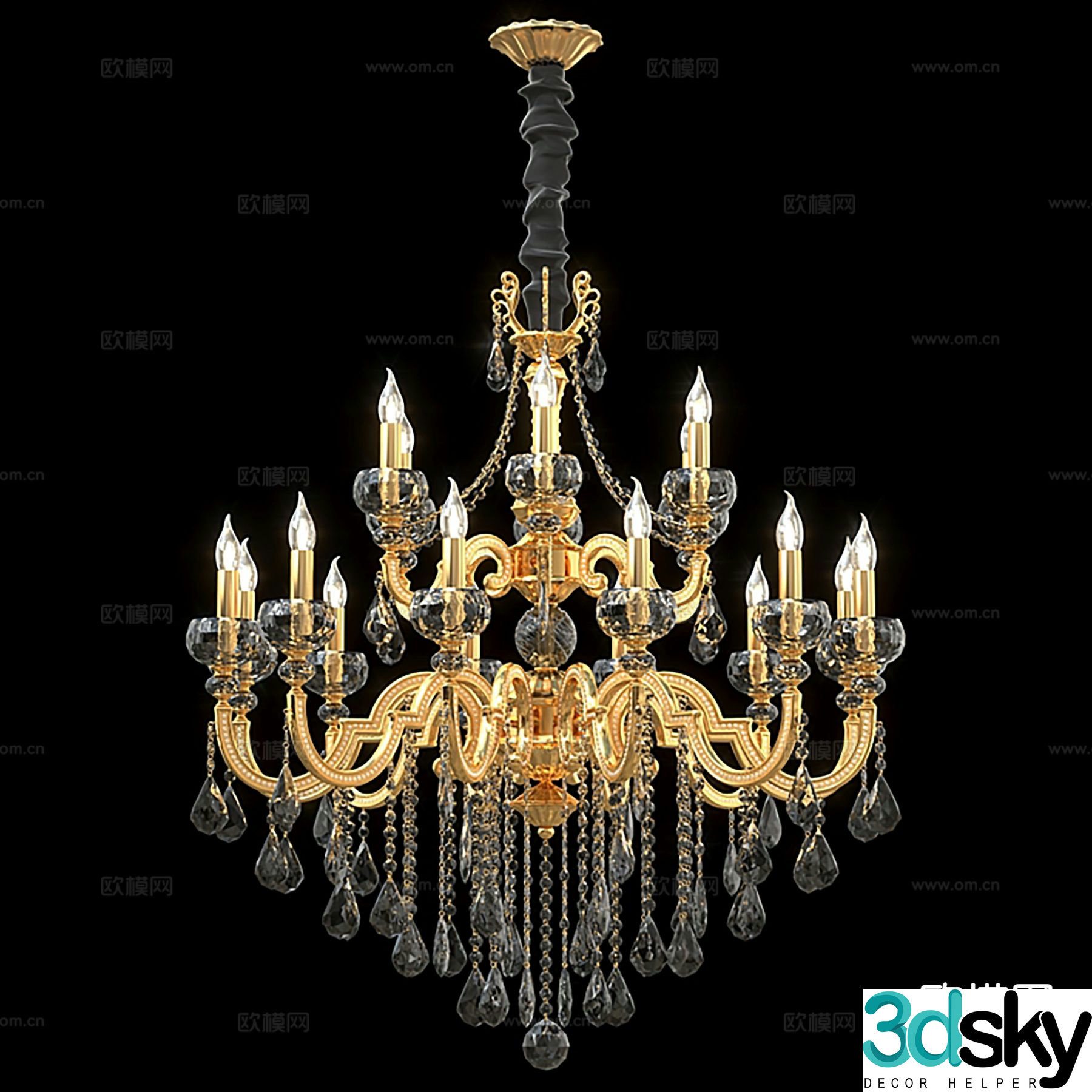 French chandeliers crystal lamp lobby lamp 3d model