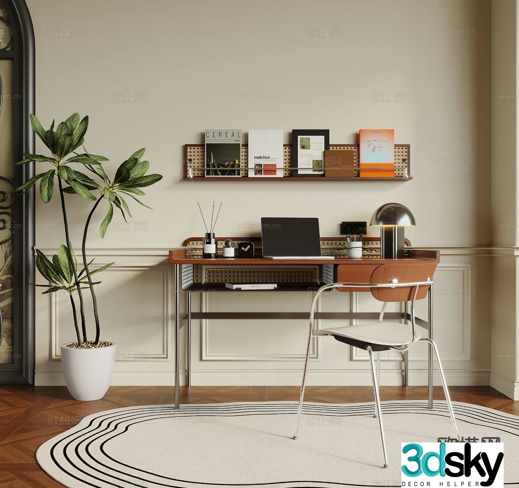 Medieval style desk computer desk study table 3d model
