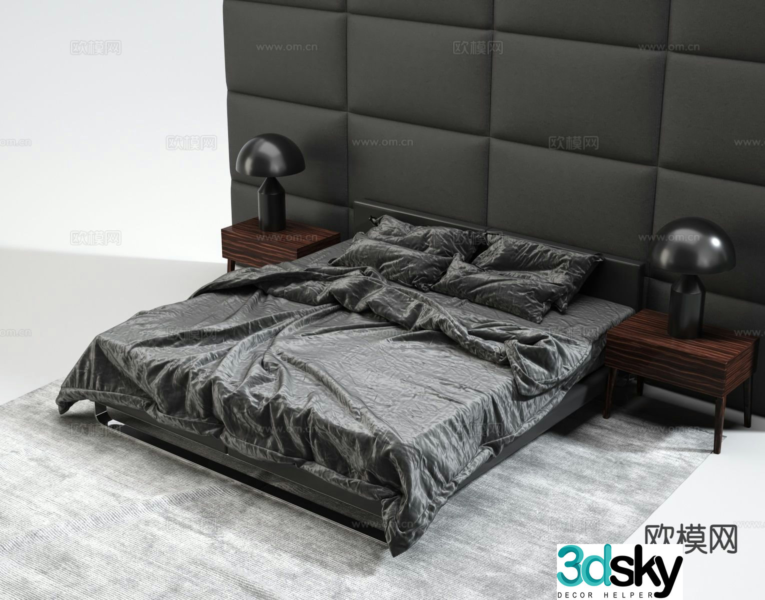 Modern double bed 3d model