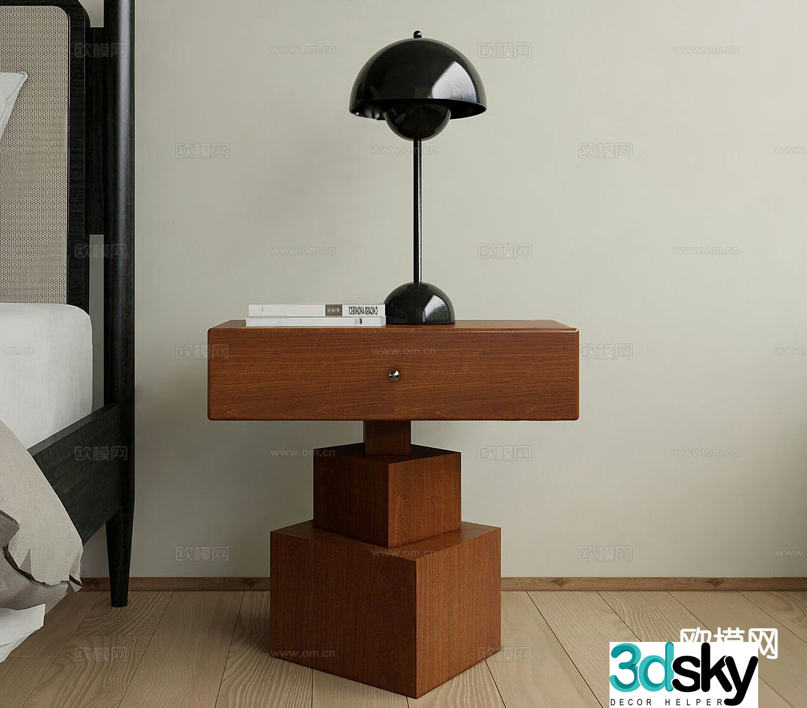 Medieval style bedside table 3d model