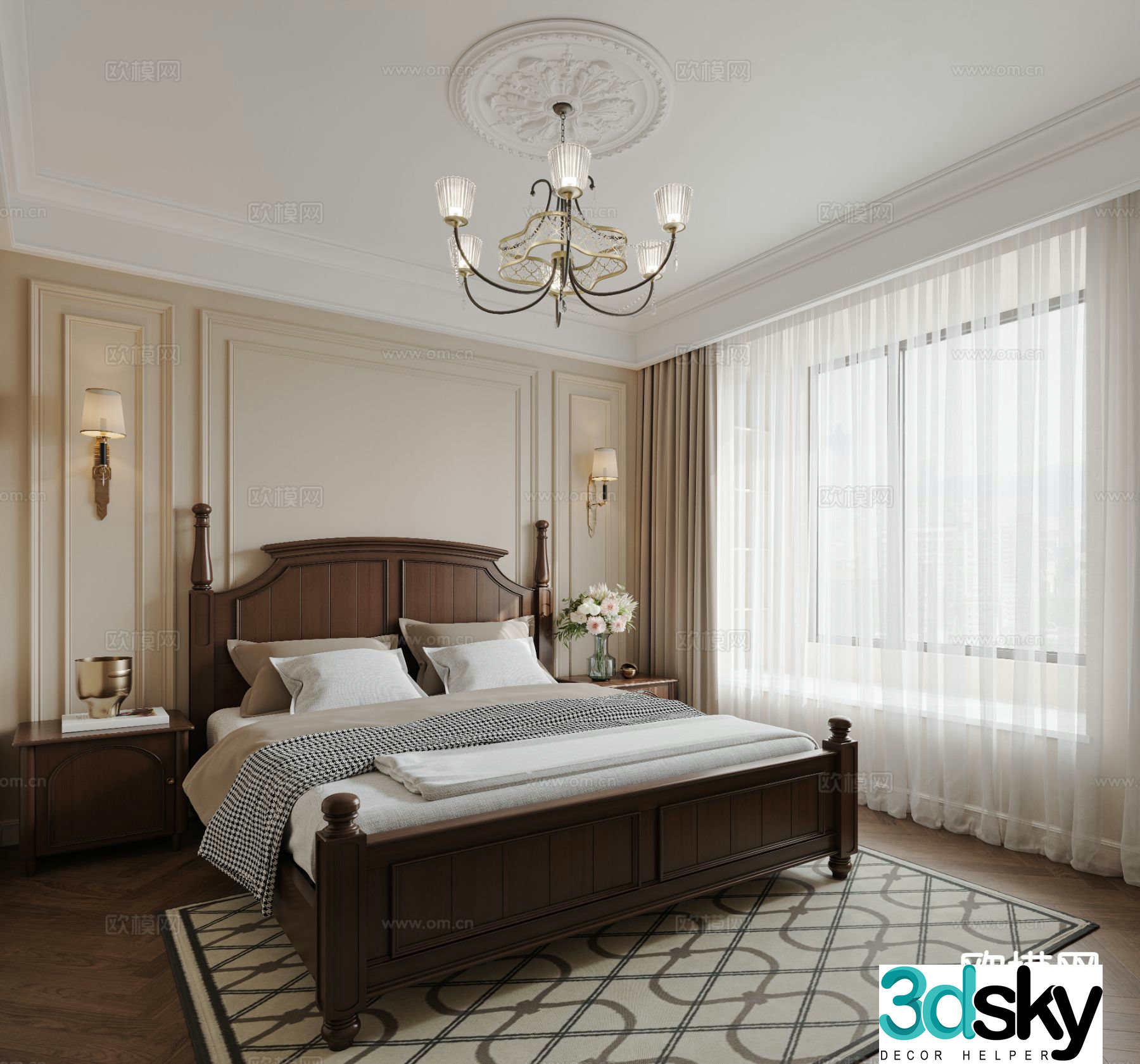 American bedroom master bedroom 3d model
