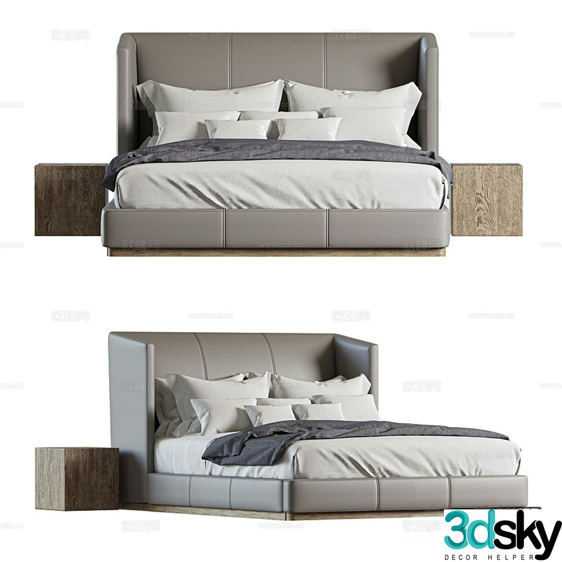 Italian double bed 3d model
